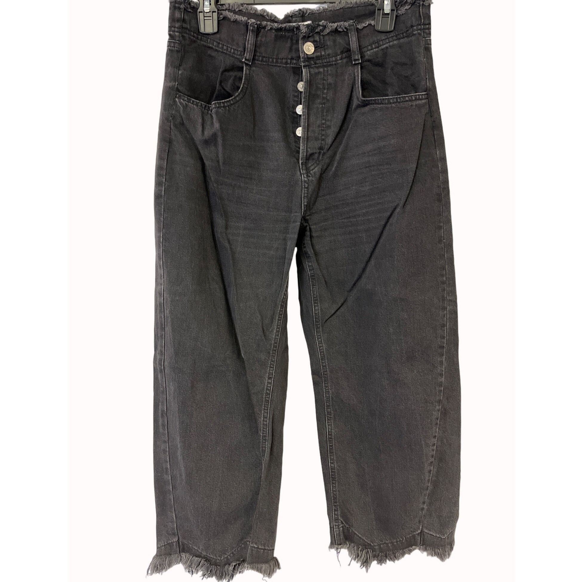 Zara Zara Women's Black Jeans/Wide Leg/Button Fly Sz 8 SKU 4220 Size 30" / US 8 / IT 44 - 1 Thumbnail