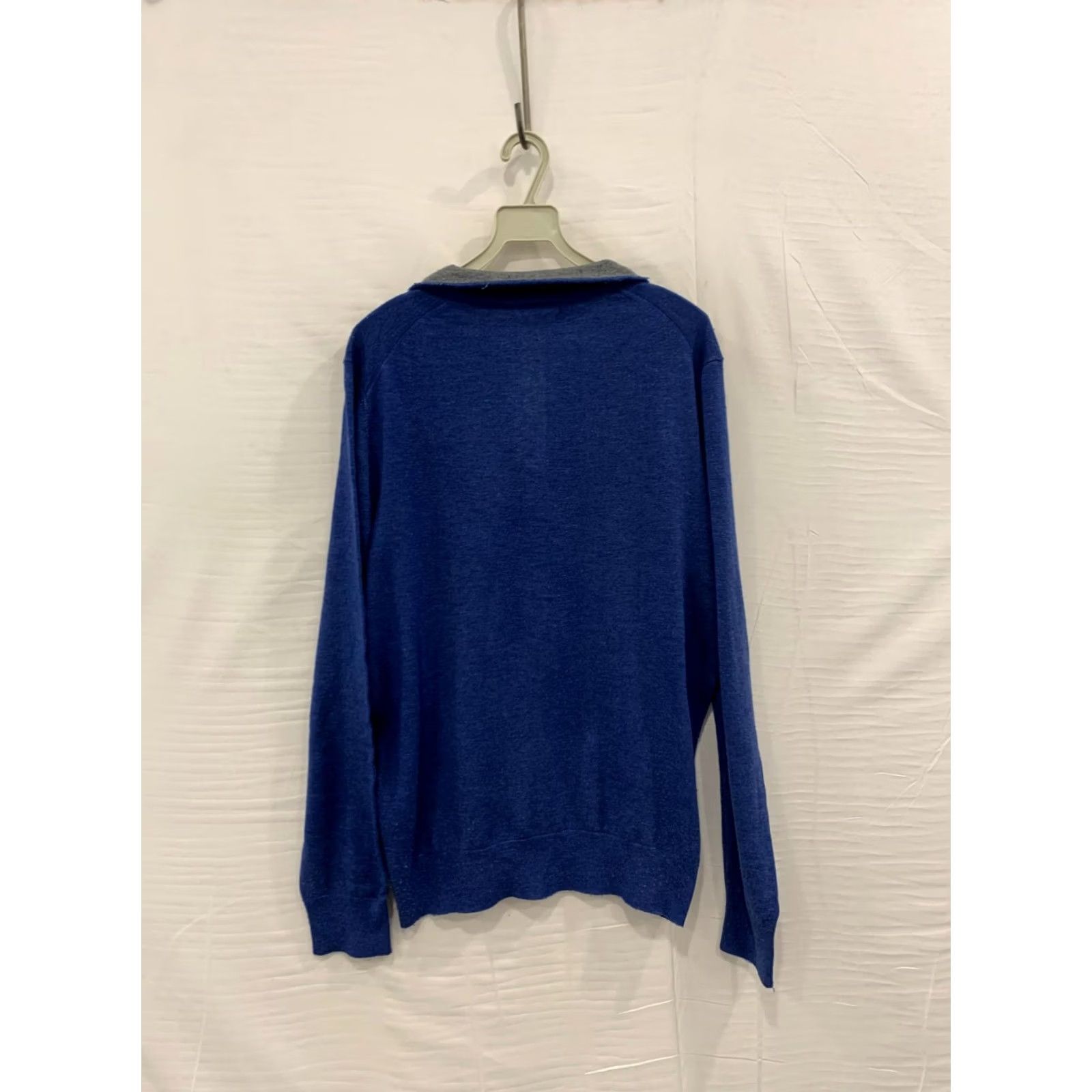 Vintage Fusaro Antonio 1893 (Napoli) Blue Wool Cashmere Quarter-Zip Sweater L Adult Men Slim Italian Knit Pullover Size US L / EU 52-54 / 3 - 2 Thumbnail