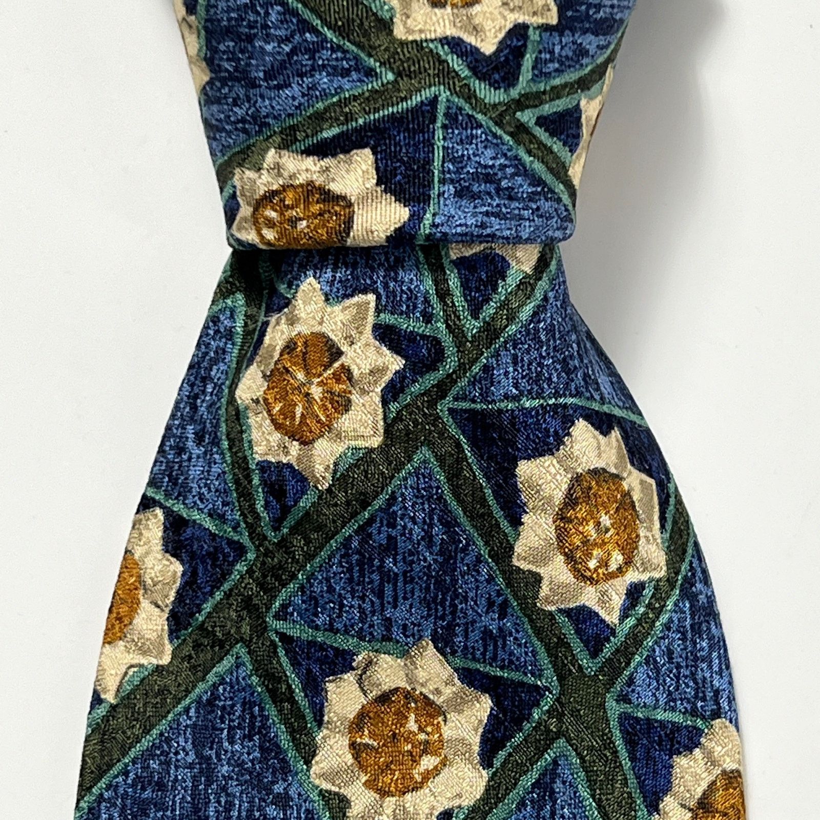 Ermenegildo Zegna Ermenegildo Zegna Men 100% Silk Blue Geometric Woven Necktie Size ONE SIZE - 4 Thumbnail