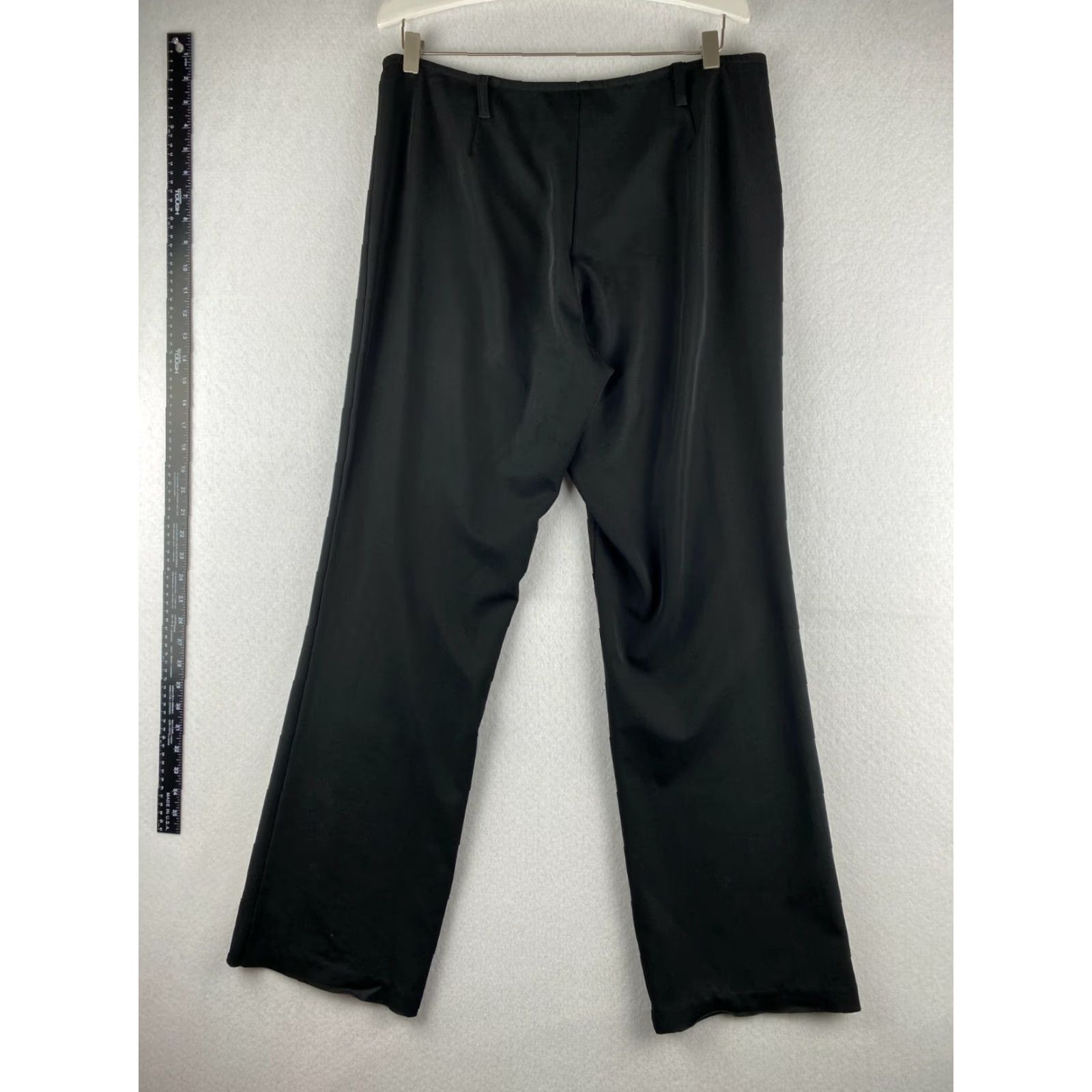 Vintage Wrapper Dress Pants Womens 14 Black Flat Front Polyester Spandex Blend Straight Leg Business Casual Formal Modern Waist 34 Inseam 31.5 in Size 36" / US 14 / IT 50 - 7 Thumbnail