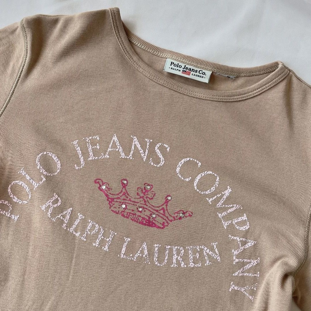 Polo Ralph Lauren × Vintage Ralph Lauren beige cotton long sleeve top Y2K Size M / US 6-8 / IT 42-44 - 3 Thumbnail