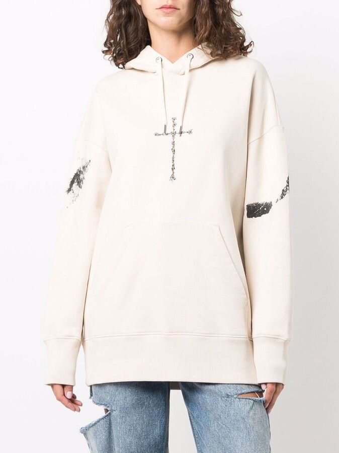 Givenchy Beige Cross Tattoo Logo Oversized Hoodie Size S / US 4 / IT 40 - 1 Thumbnail