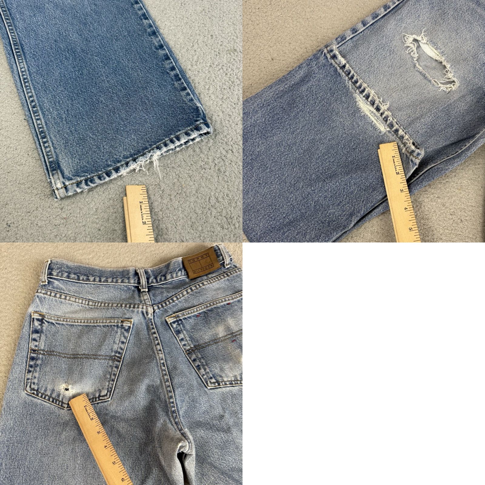Tommy Hilfiger VINTAGE Tommy Hilfiger Jeans Mens 33x30 Blue Baggy Skater 90s Urban Y2K Distressed Faded Jeans Mens Blue 90s Urban Streetwear Size US 33 - 11 Thumbnail