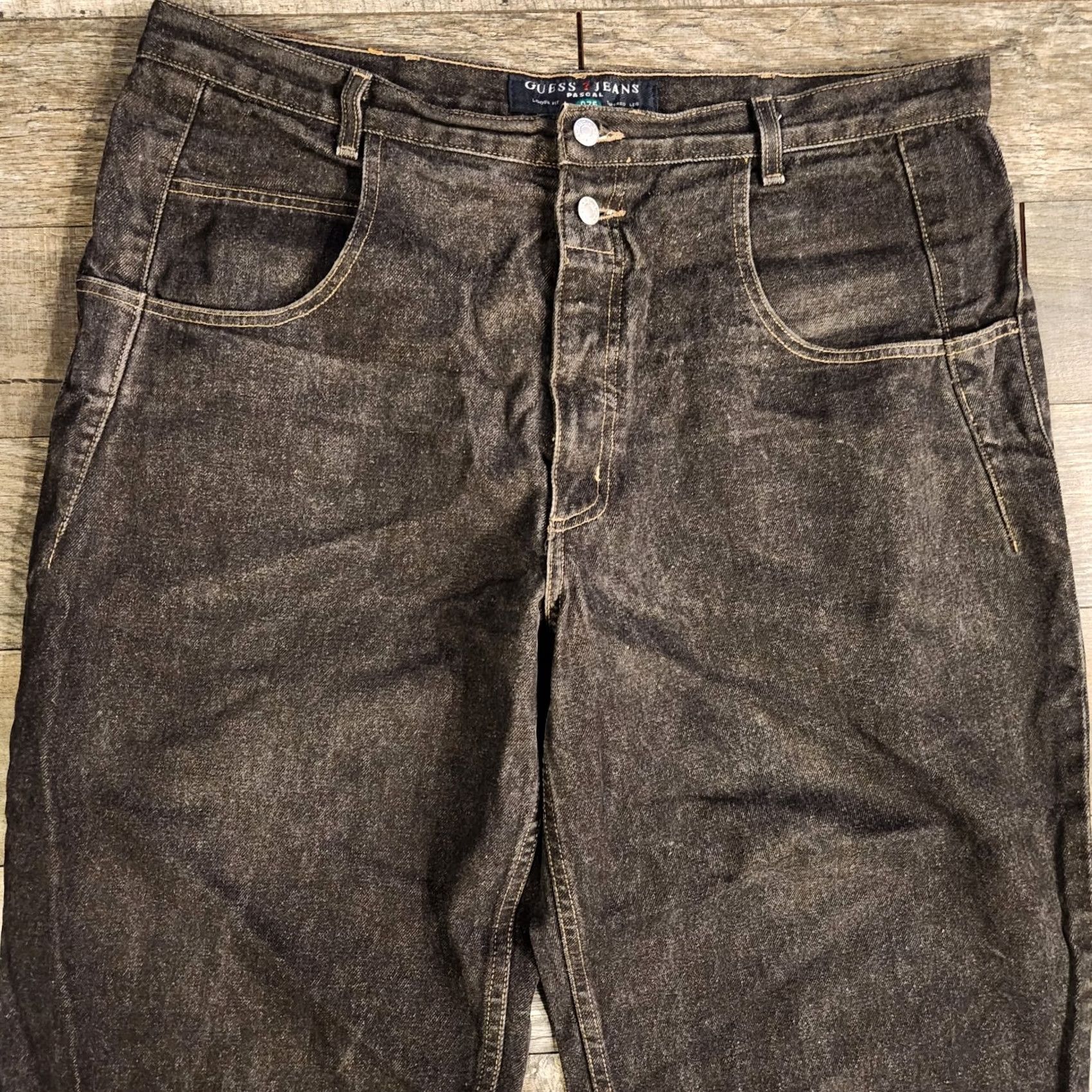Guess VTG Guess Jeans Mens 40X32 Black Loose Fit Tapered Pascal 075 Made In USA 90s Size US 40 / EU 56 - 3 Thumbnail