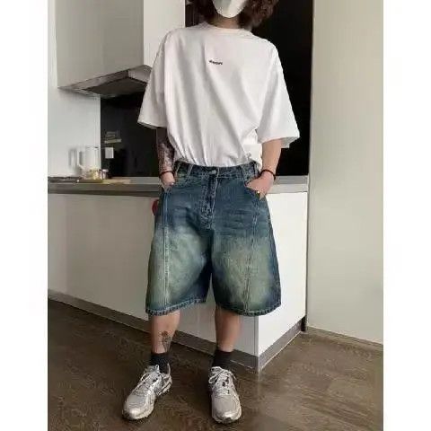 Japanese Brand Retro high street straight leg denim shorts Size US 32 / EU 48 - 1 Thumbnail