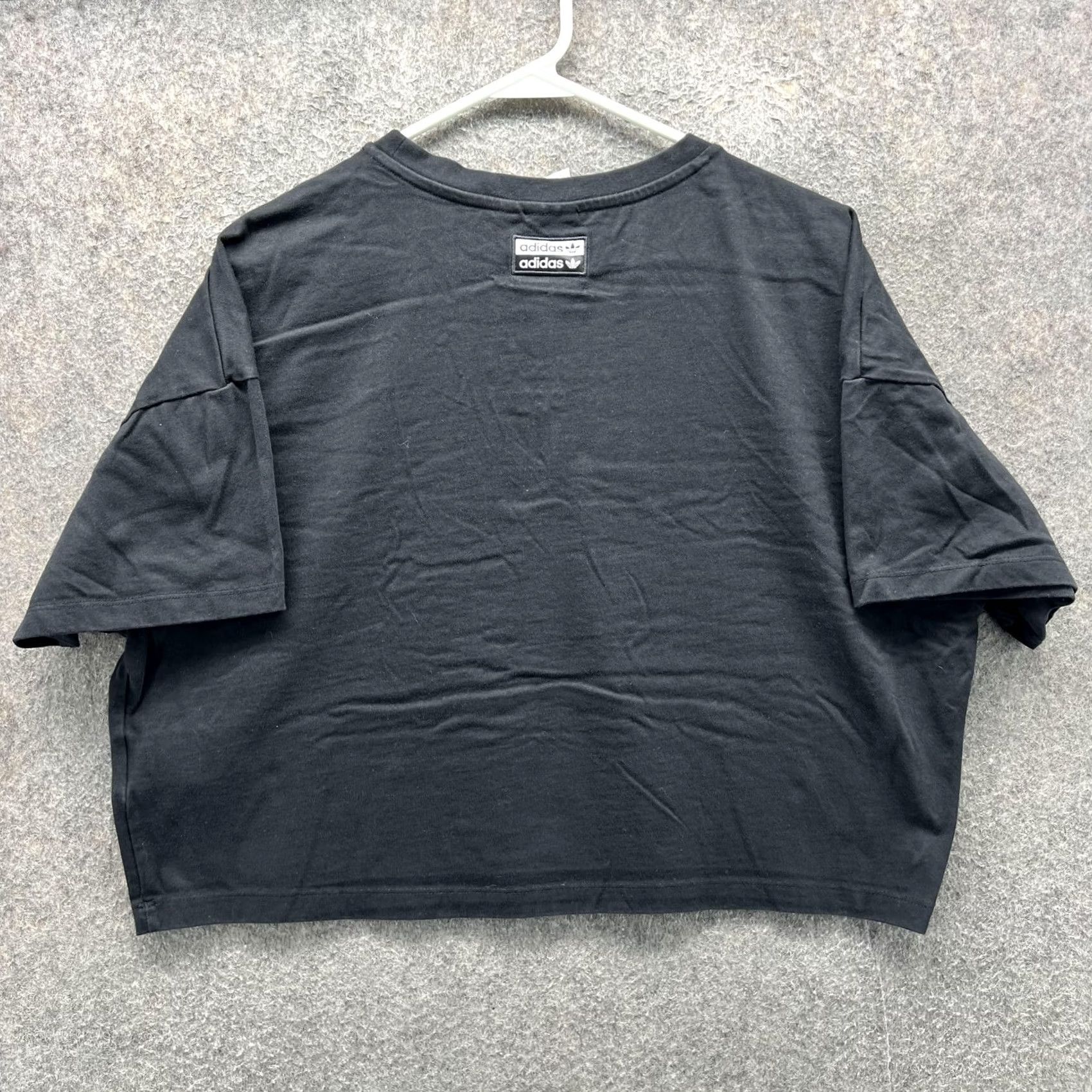 Adidas Adidas Shirt Womens Medium Black Cropped Trefoil Logo Crew Neck Short Sleeve Top Size M / US 6-8 / IT 42-44 - 7 Thumbnail
