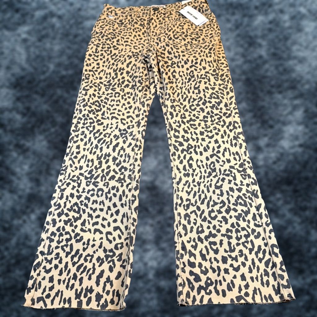 DKNY DKNY Jeans Leopard Print High Rise Flare Pants Tan Black Womens size 26 NWT Size 26" / US 2 / IT 38 - 1 Thumbnail