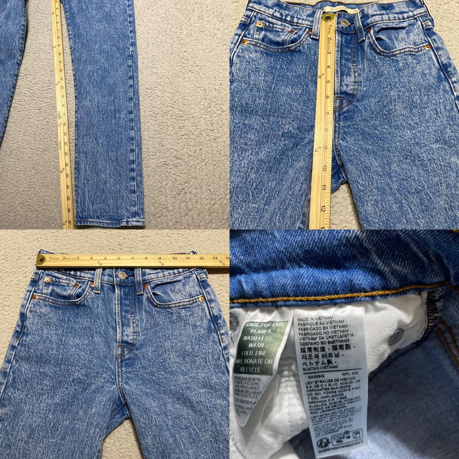 Levi's VINTAGE Levi's Jeans Womens 24 Blue Denim Wedgie Straight Button Fly Acid Wash 90s Style Jeans Womens Size 42" / US 20 - 8 Thumbnail