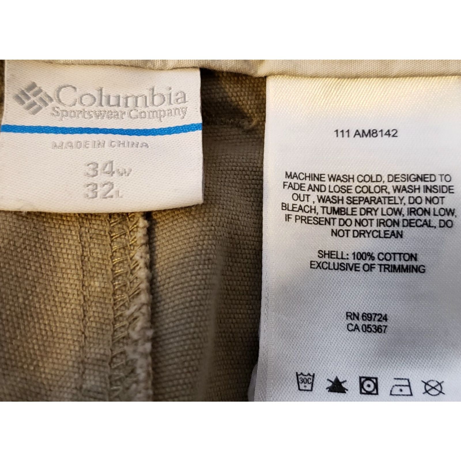 Vintage Columbia Mens Pants 34x32 Khaki Flat Front Carpenter Pocket Casual/Work Chinos Size US 34 / EU 50 - 3 Thumbnail