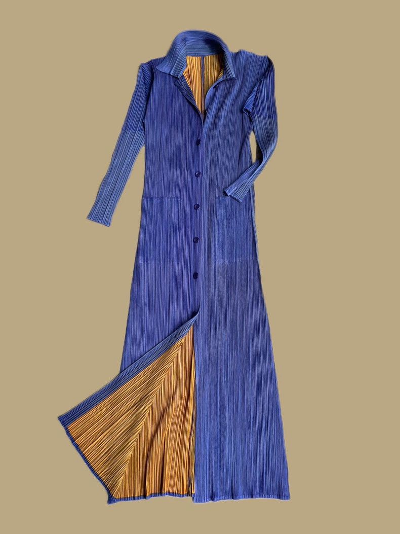 Issey Miyake Issey Miyake size:3 Blue pleated long dress Size XS / US 0-2 / IT 36-38 - 1 Thumbnail