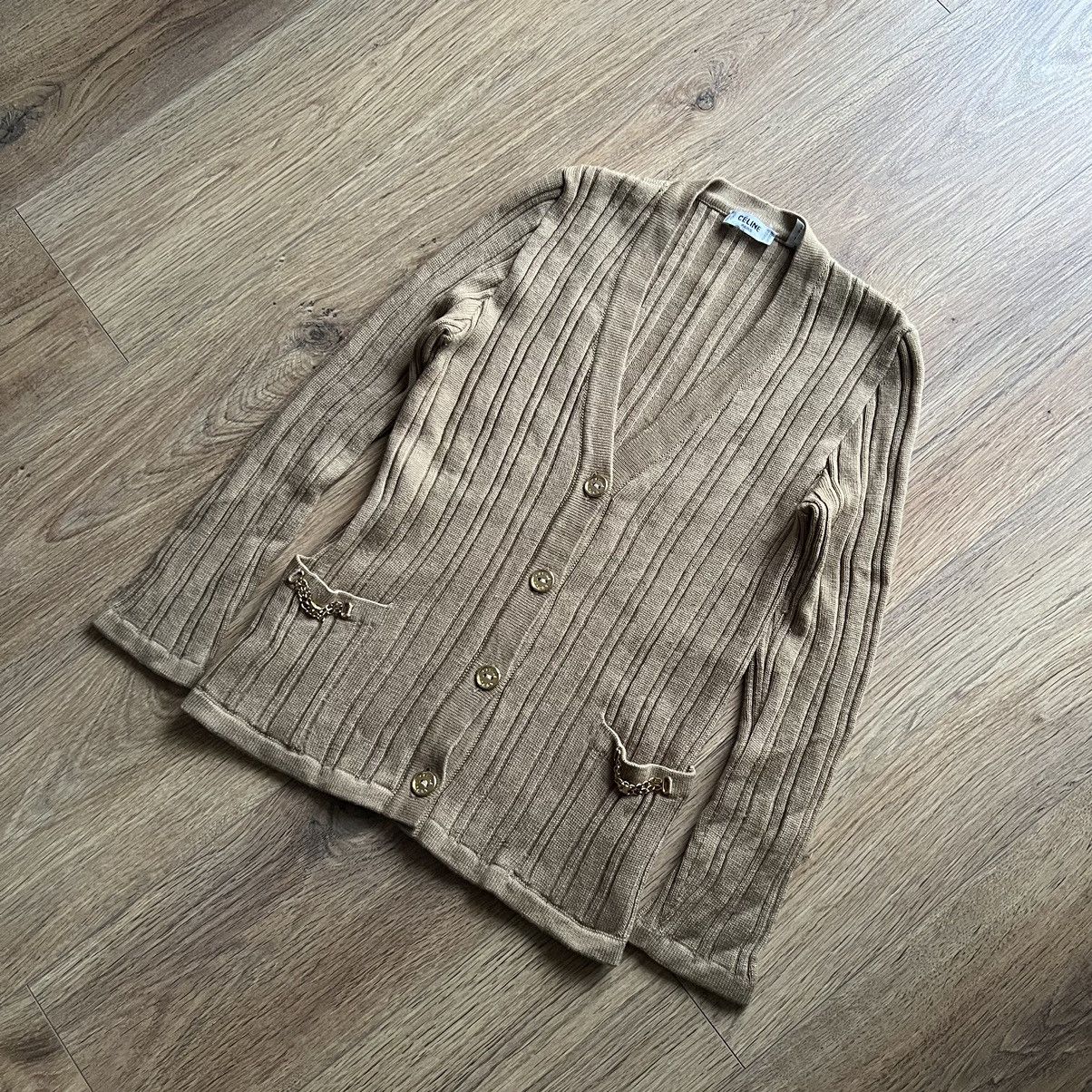 Celine CELINE vintage womens wool cardigan gold logo Size M / US 6-8 / IT 42-44 - 1 Thumbnail