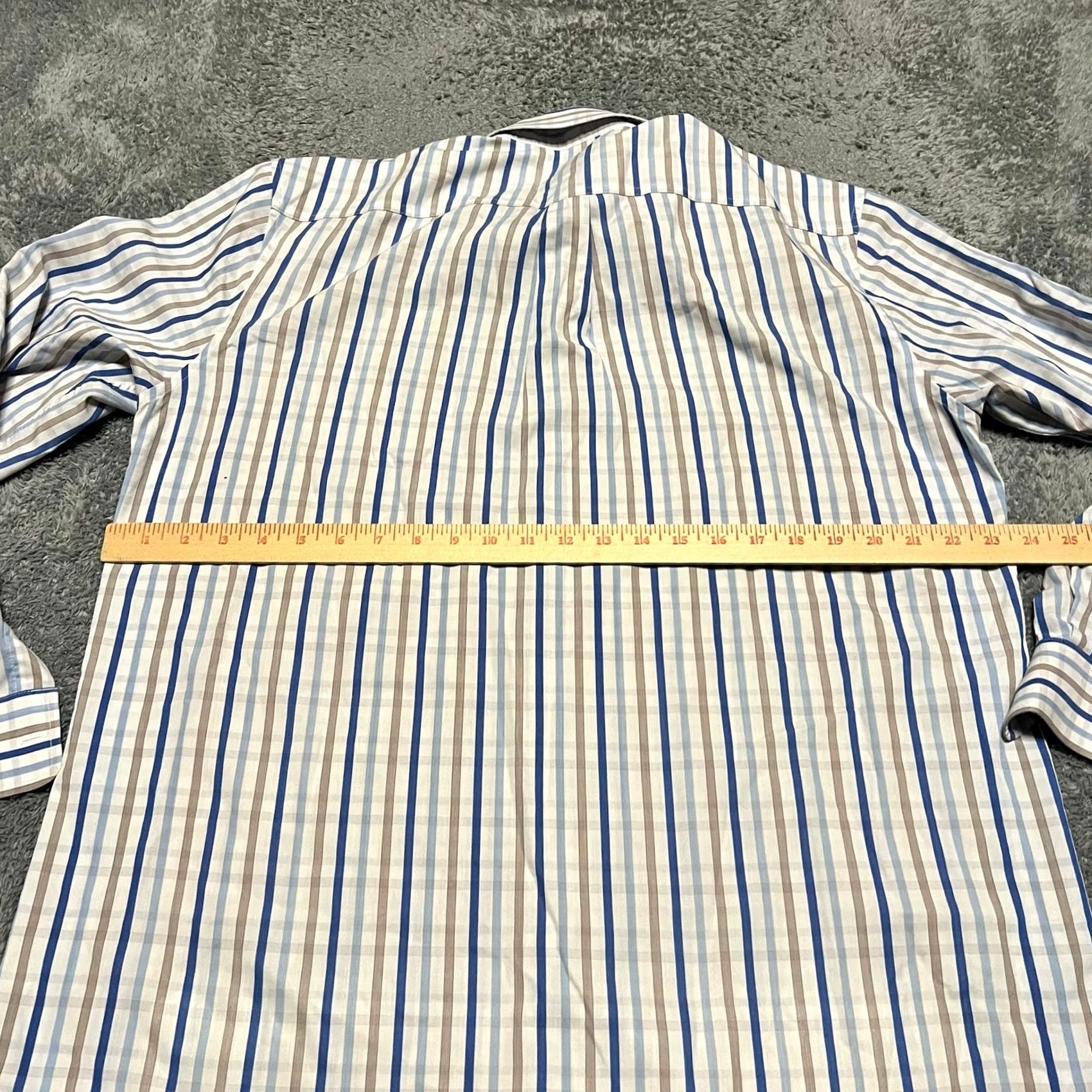 johnnie-O Johnnie-O Shirt Mens Large Performance Blue Striped Long Sleeve Button Regular Formance Blue Mens L Shirt Size US L / EU 52-54 / 3 - 5 Thumbnail