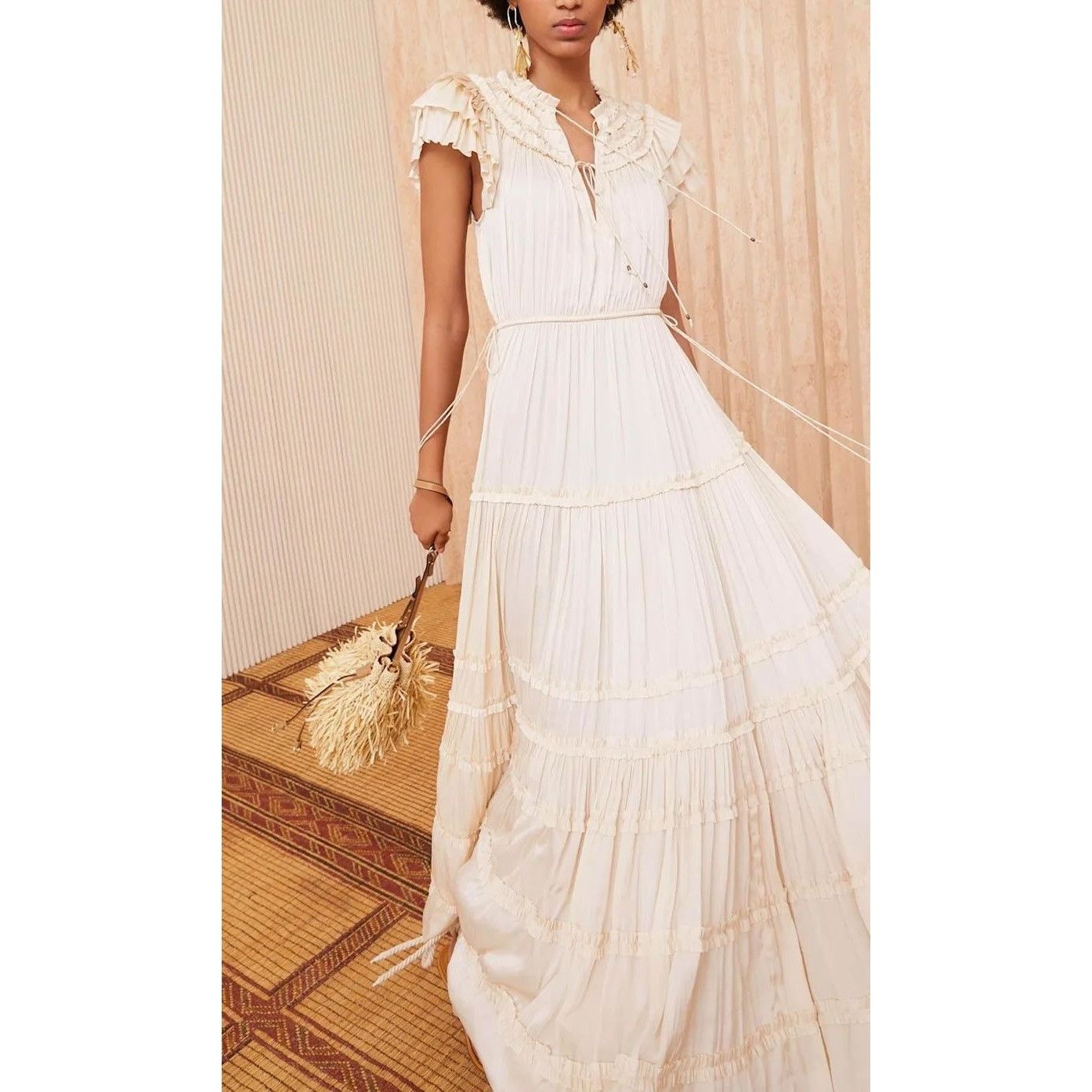 Ulla Johnson Ulla Johnson Isadora Plisse Midi Dress Dawn Cream Size 2 NWT Size XS / US 0-2 / IT 36-38 - 15 Thumbnail