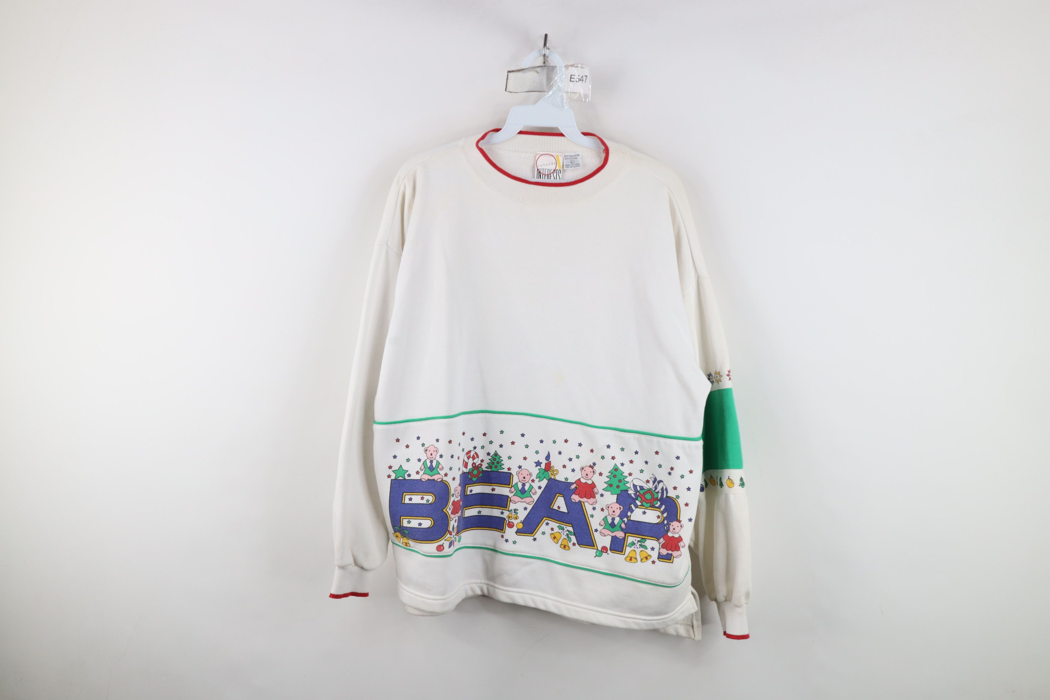 Vintage Vintage 90s Streetwear Christmas Bear Sweatshirt White Size L / US 10 / IT 46 - 1 Thumbnail