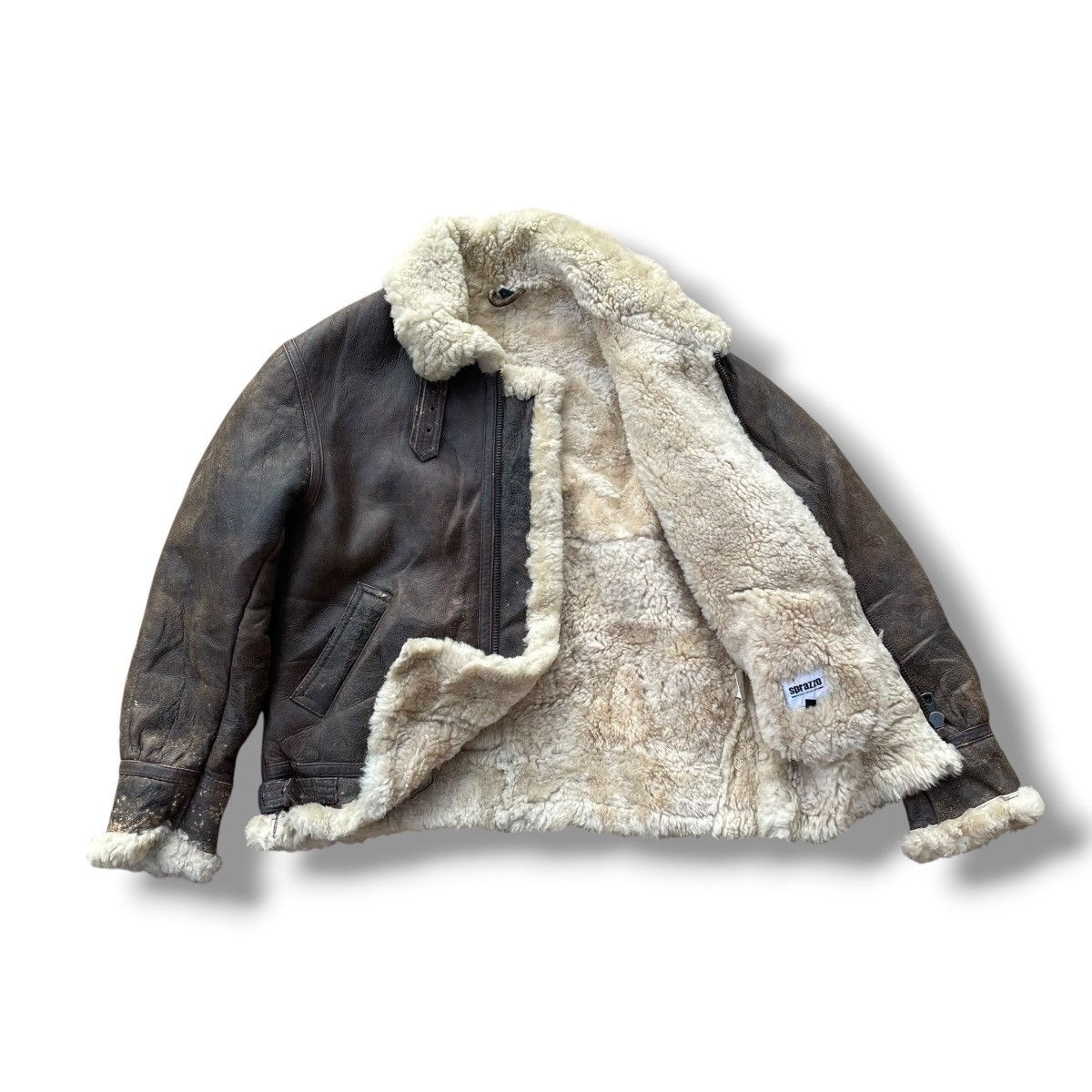 Genuine Leather VINTAGE SPRAZZO MODA SPORTIVO B3 SHEARLING FUR JACKET Size US L / EU 52-54 / 3 - 1 Thumbnail