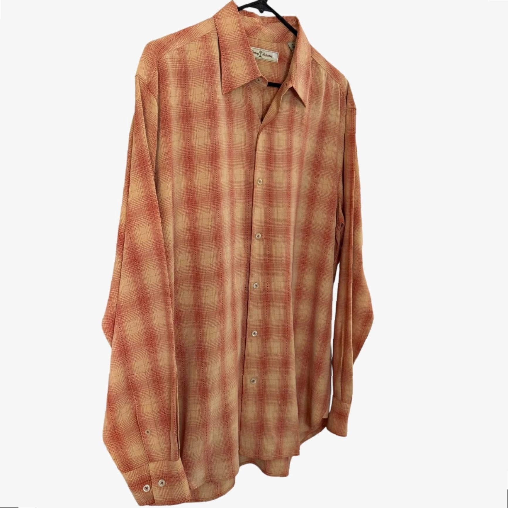 Tommy Bahama Tommy Bahama Plaid Shirt Button-Down Long Sleeve Orange Men's Medium Lyocell Tencel Beach Preppy Classic Mens Size US M / EU 48-50 / 2 - 3 Thumbnail