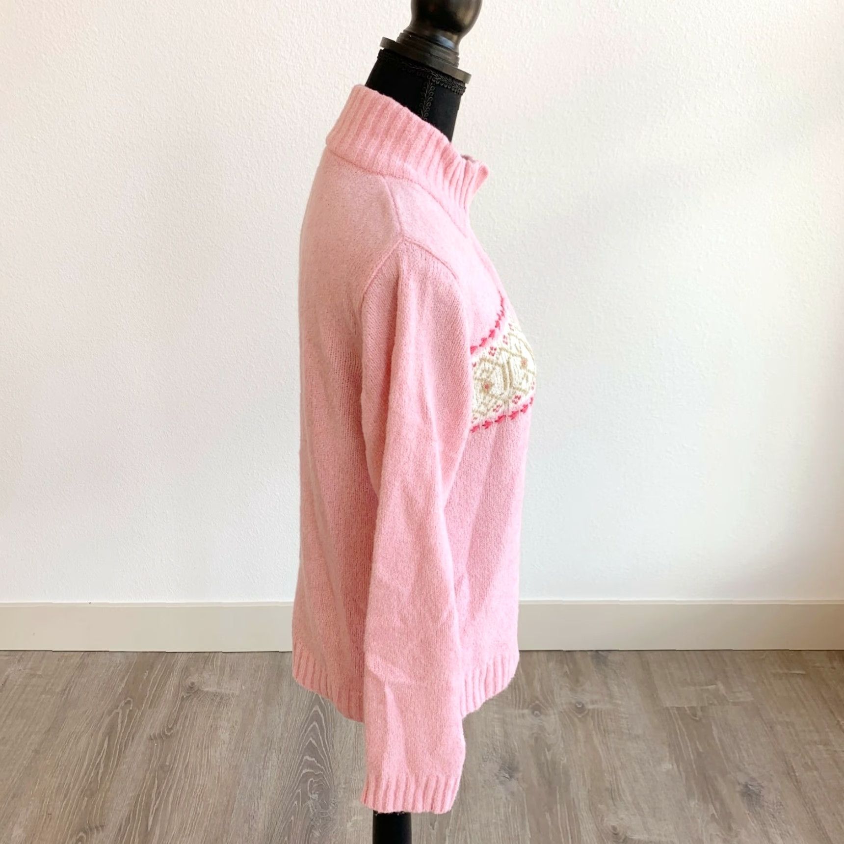 Vintage VINTAGE Columbia Quarter Zip Fair Isle Pink Wool Blend Sweater Womens Medium Size M / US 6-8 / IT 42-44 - 4 Thumbnail