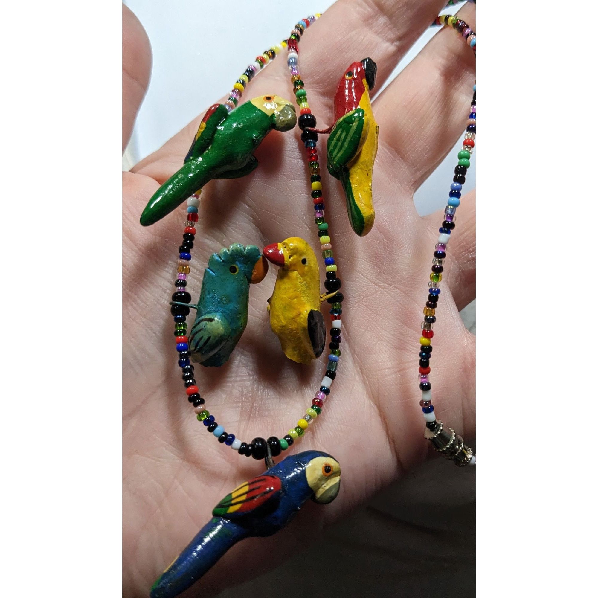 Handmade Handcrafted Parrot Necklace With Colorful Beads & Ceramic Bi Size ONE SIZE - 5 Thumbnail
