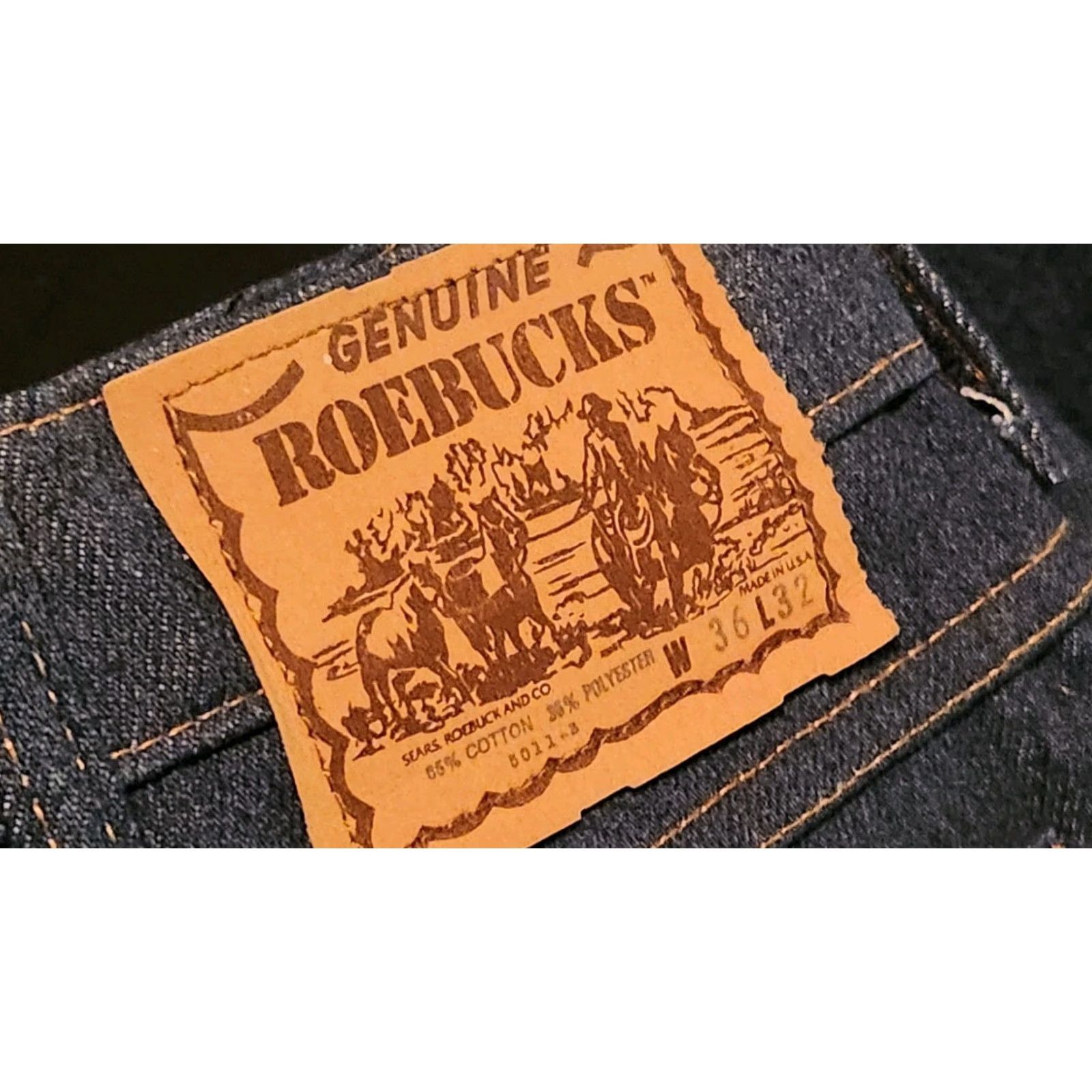 Vintage VINTAGE Sears Roebucks Jeans Denim 36 X 32 USA Belt Loops 5-Pocket Mens Old Stock Straight Regular USA 36 Inseam Blue Cotton Denim Style Jeans 1990s Size US 32 / EU 48 - 3 Thumbnail
