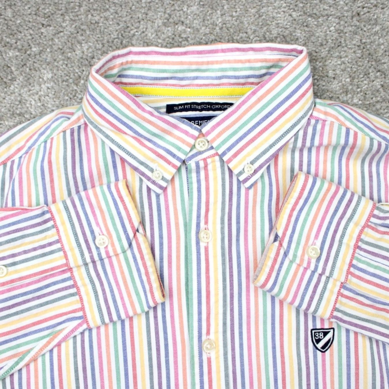 Cremieux Cremieux Classics Shirt Mens Large Blue/Red/Green Slim Fit Stretch Oxford L/S Size US L / EU 52-54 / 3 - 2 Thumbnail