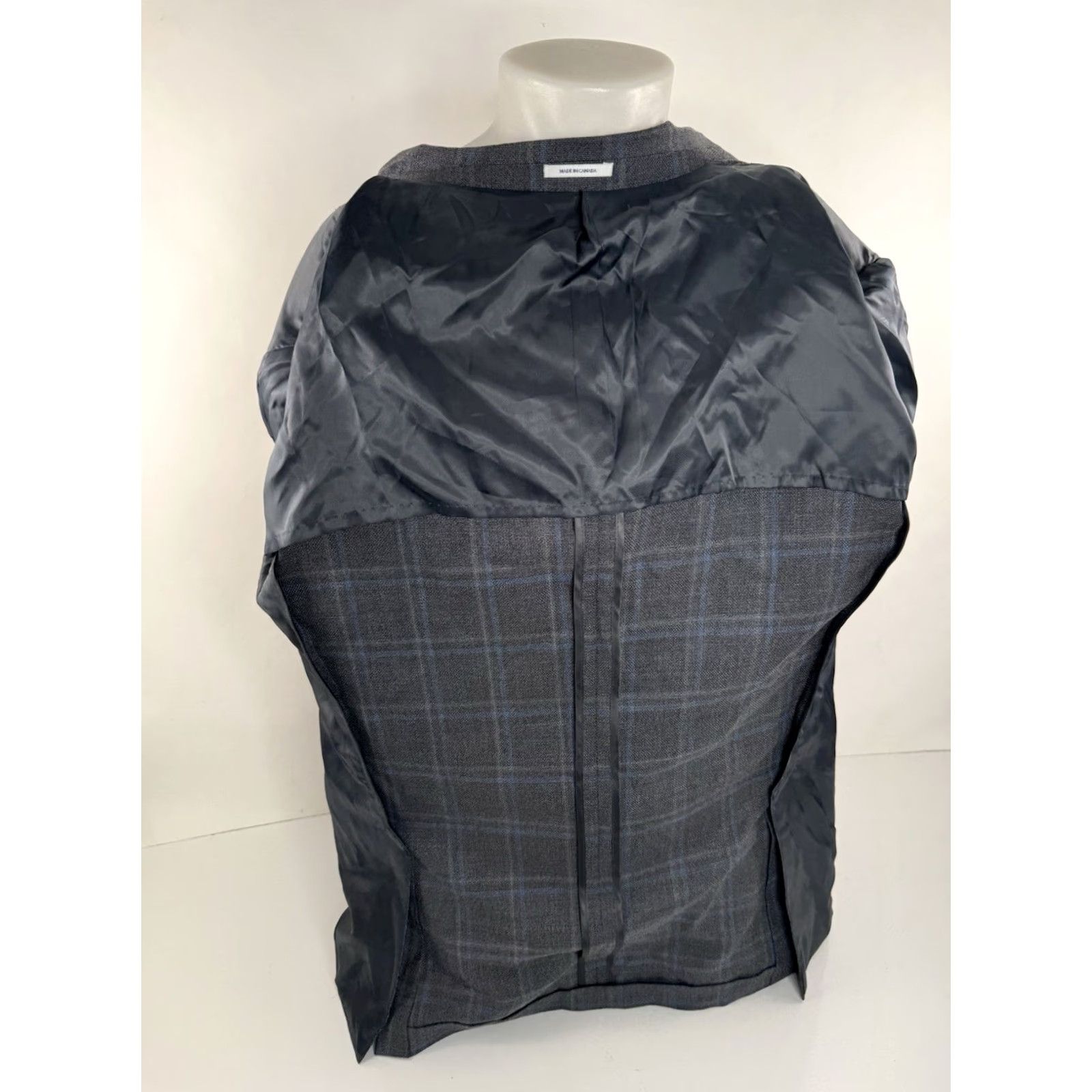 Peter Millar PETER MILLAR Blazer Wool Windowpane Plaid Mens 46 R Gray & Blue JL EXCELLENT Size 46R - 5 Thumbnail