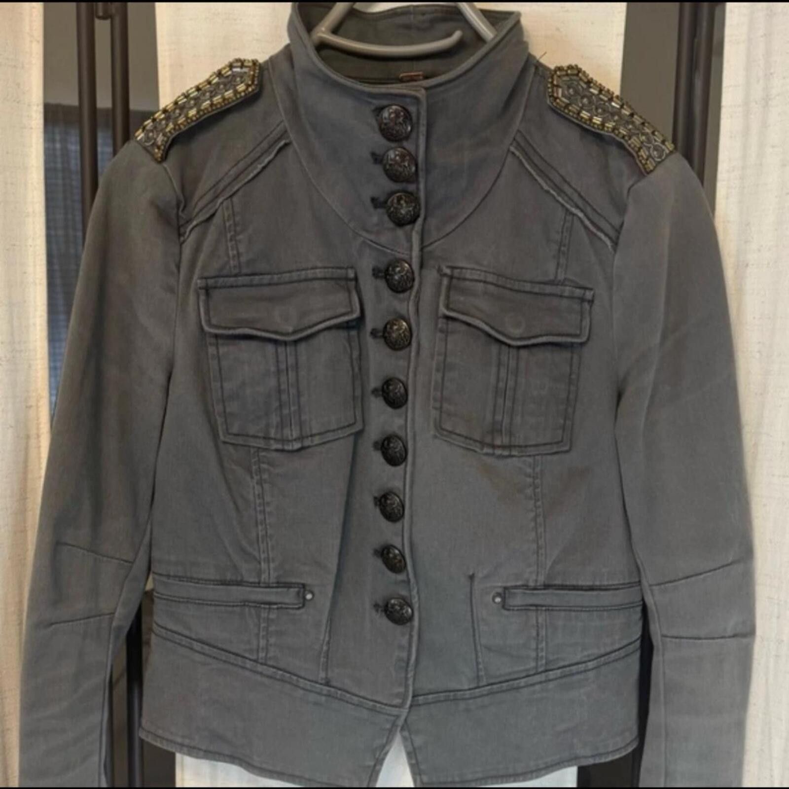Free People Free People Shrunken Officer Military Napoleon Style Jacket Size XS / US 0-2 / IT 36-38 - 3 Thumbnail