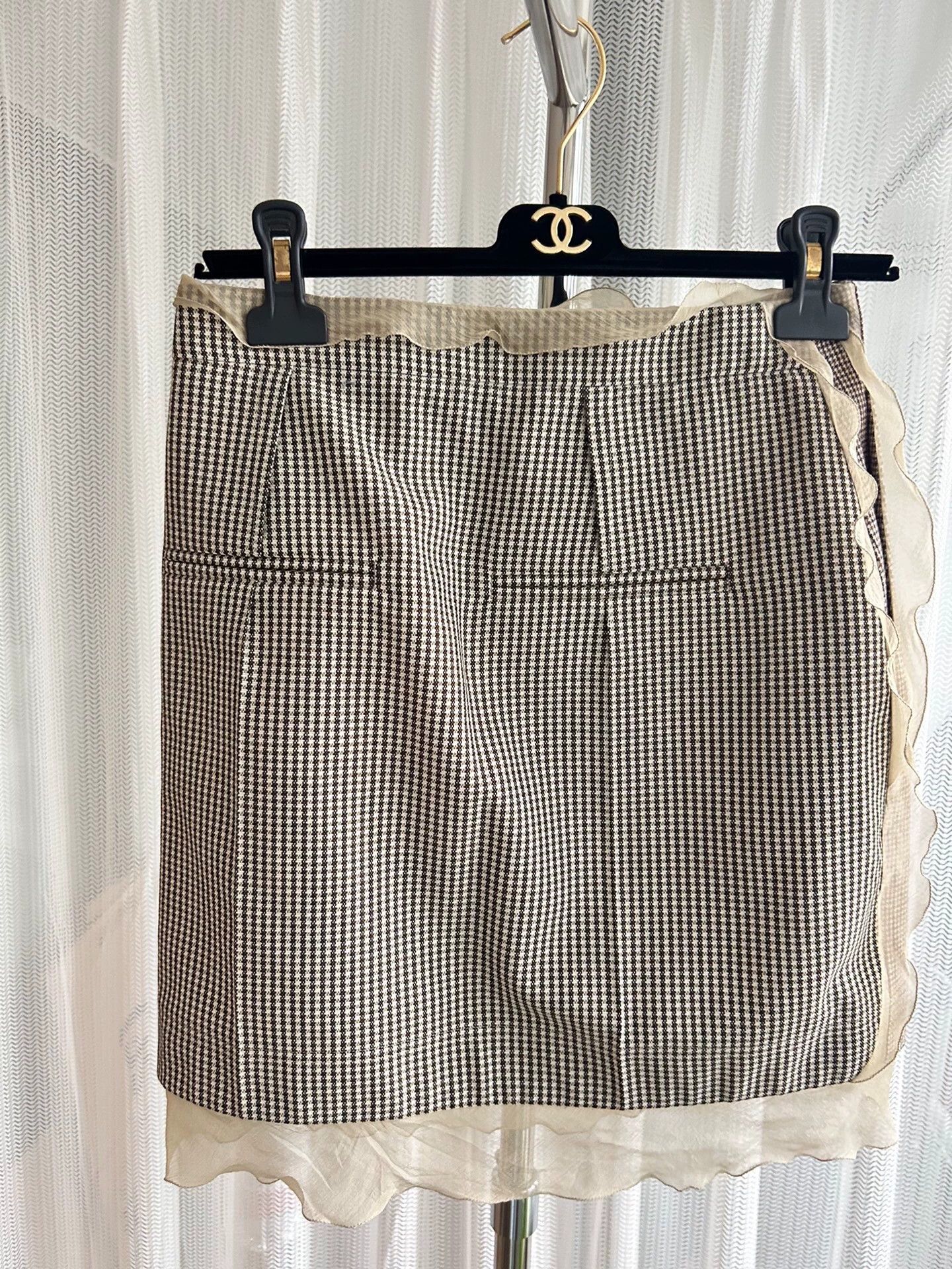 Fendi Fendi Brown Check Lace Suit Skirt 38 New With Tags Size 26" / US 2 / IT 38 - 2 Thumbnail