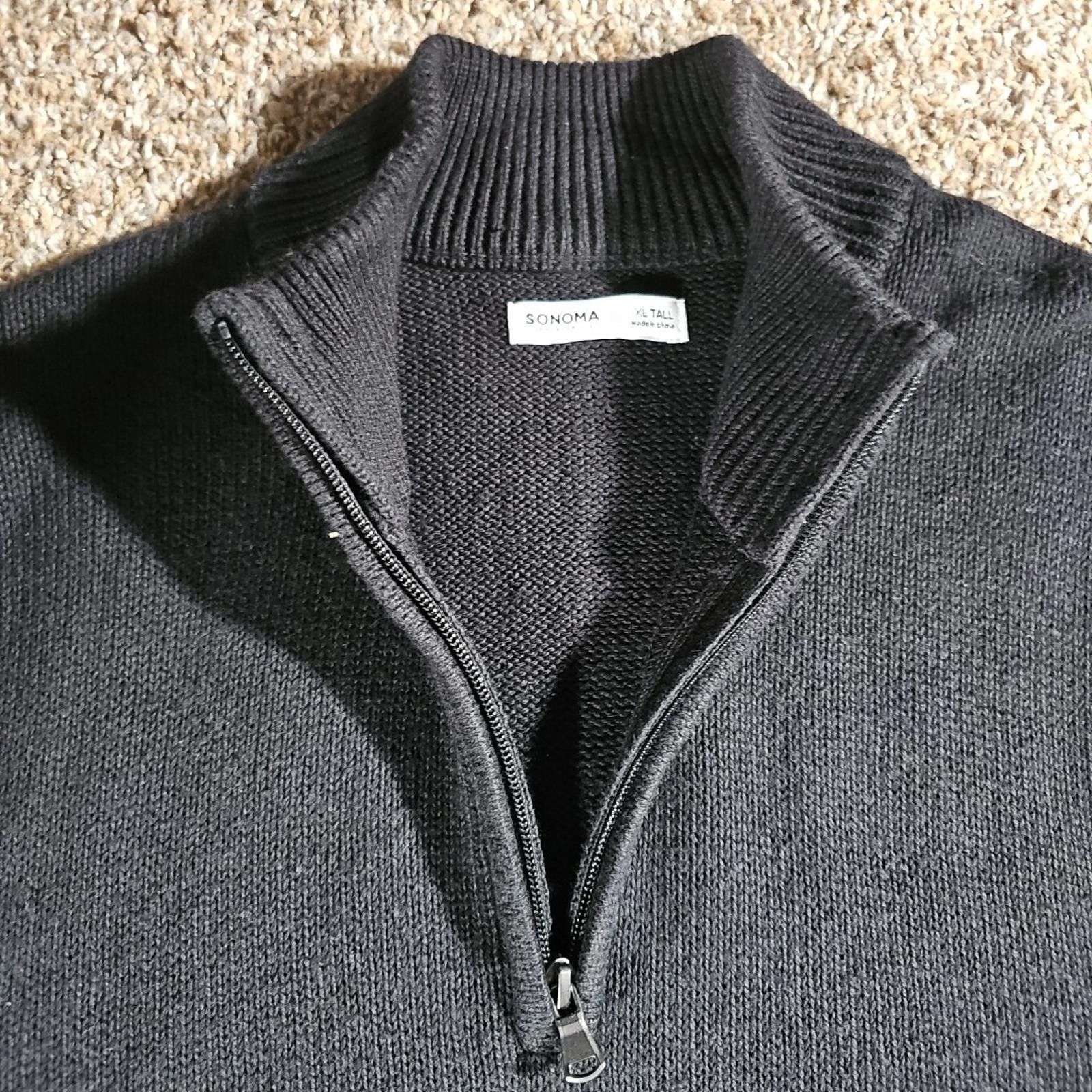 Sonoma Sonoma XL TALL 1/4 Zip Tight Cable Knit Sweater Black Size US XL / EU 56 / 4 - 2 Thumbnail