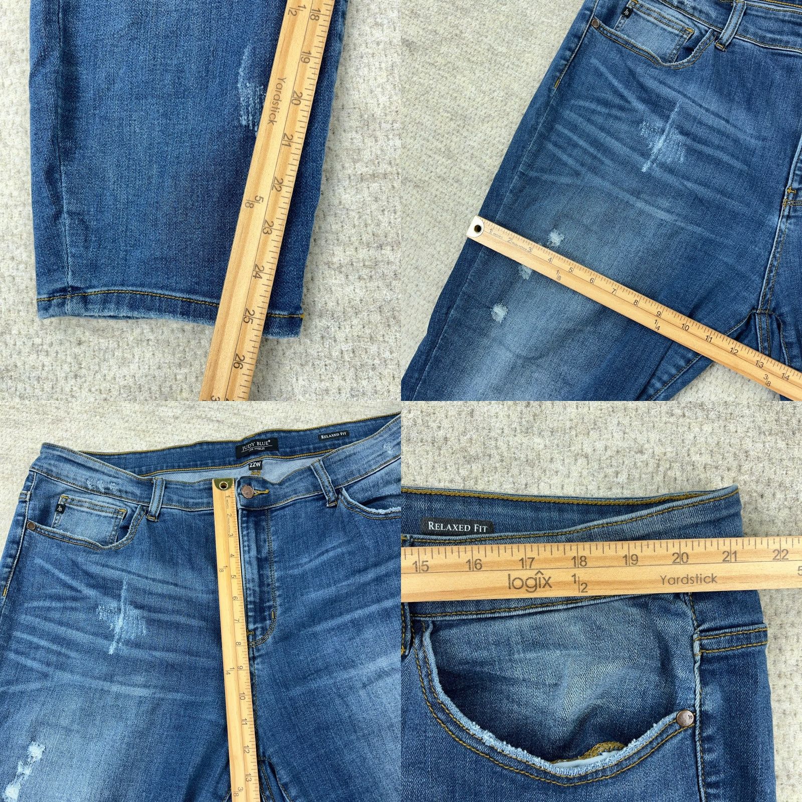 Vintage Judy Blue Jeans Women 22W Relaxed Fit Crop Med Wash Stretch 42x25 Blue 5-Pocket Design Size 40" / US 18 - 8 Thumbnail