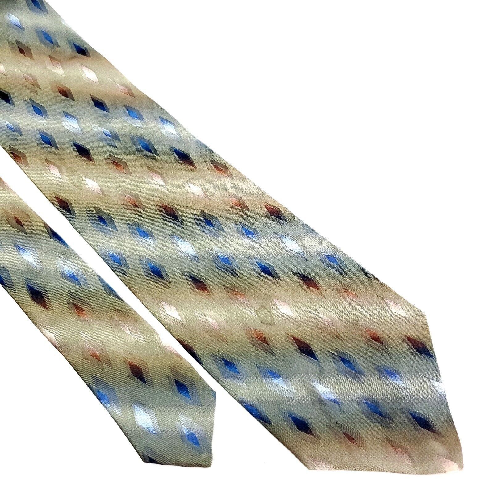 Bachrach Bachrach Textured Silk Tie Tan Blue Size ONE SIZE - 1 Thumbnail
