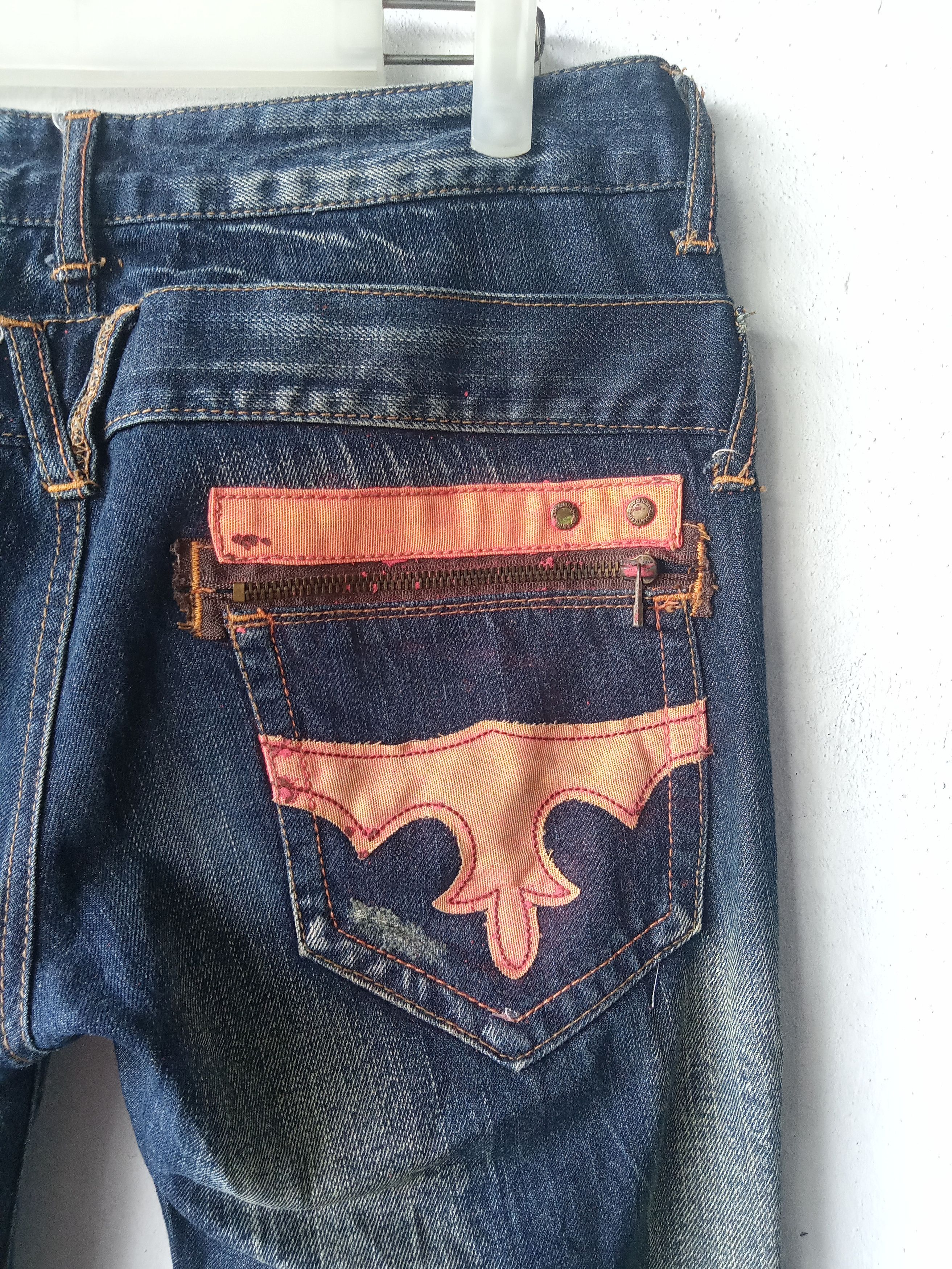 Japanese Brand Flared Japanese Distressed Dark Blue Jeans Size US 30 / EU 46 - 4 Thumbnail