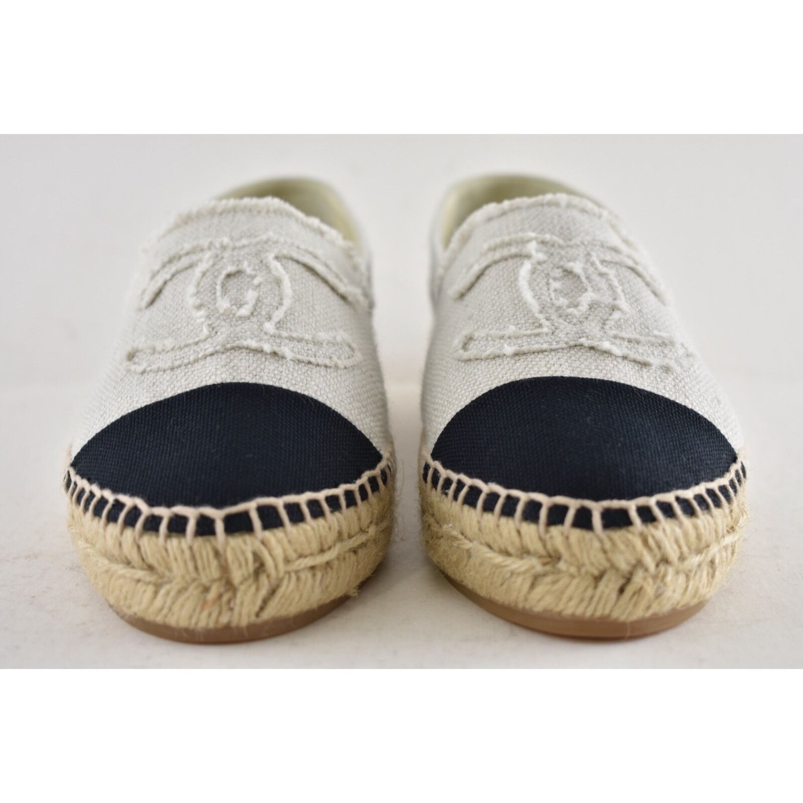 Chanel Chanel REV Beige Black Linen Canvas CC Logo Double Sole Size US 7 / IT 37 - 6 Thumbnail