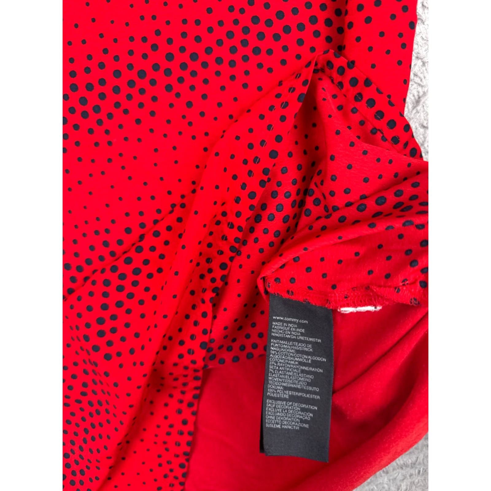 Tommy Hilfiger Tommy Hilfiger Shirt Women S Petite Red Polka Dot Crew Neck Viscose Blend Size S / US 4 / IT 40 - 7 Thumbnail