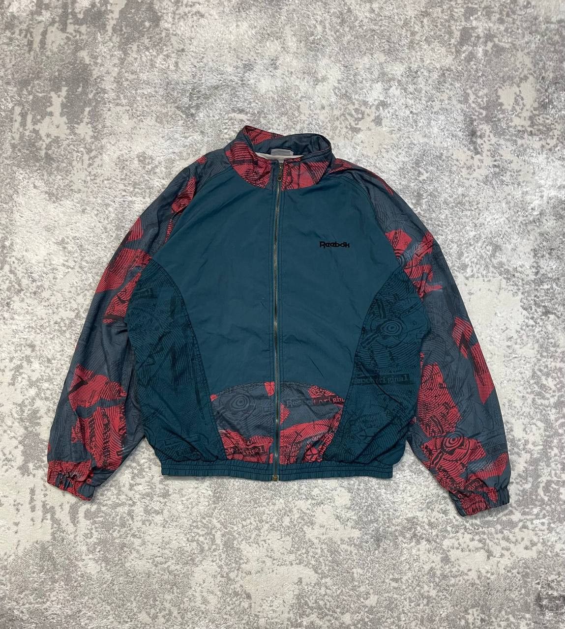 Vintage Reebok 90s Track Jacket Abstract Pattern Windbreaker