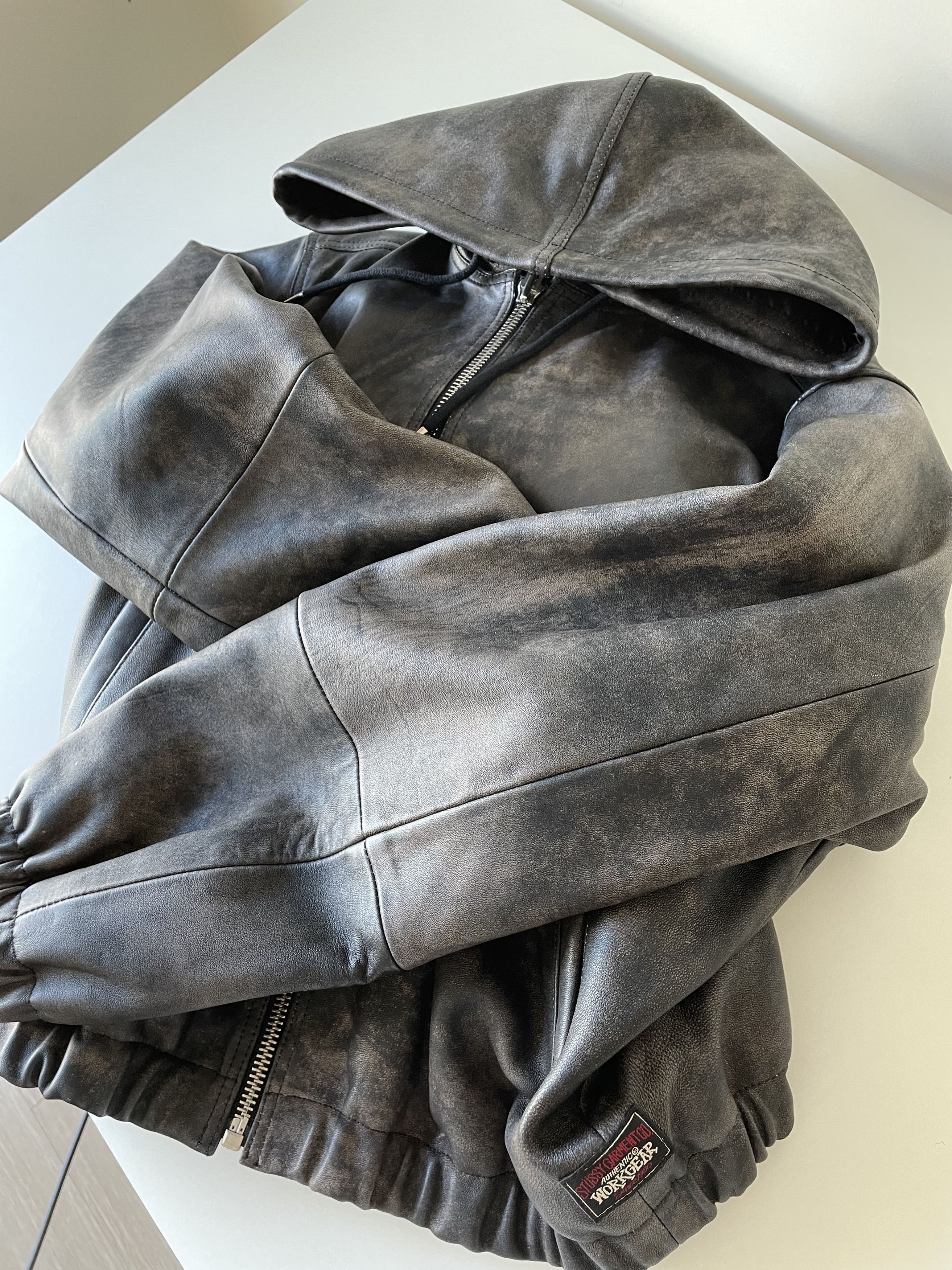Stussy Stussy Work Jacket Stonewash Leather | Grailed