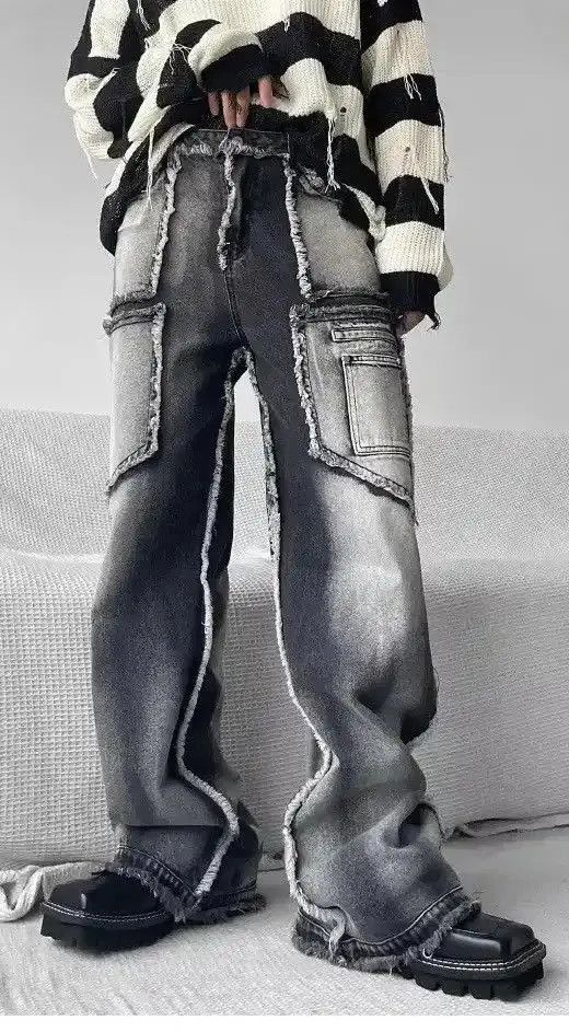 Japanese Brand Black Grey Gothic Baggy Jeans Men Women Size US 32 / EU 48 - 2 Thumbnail