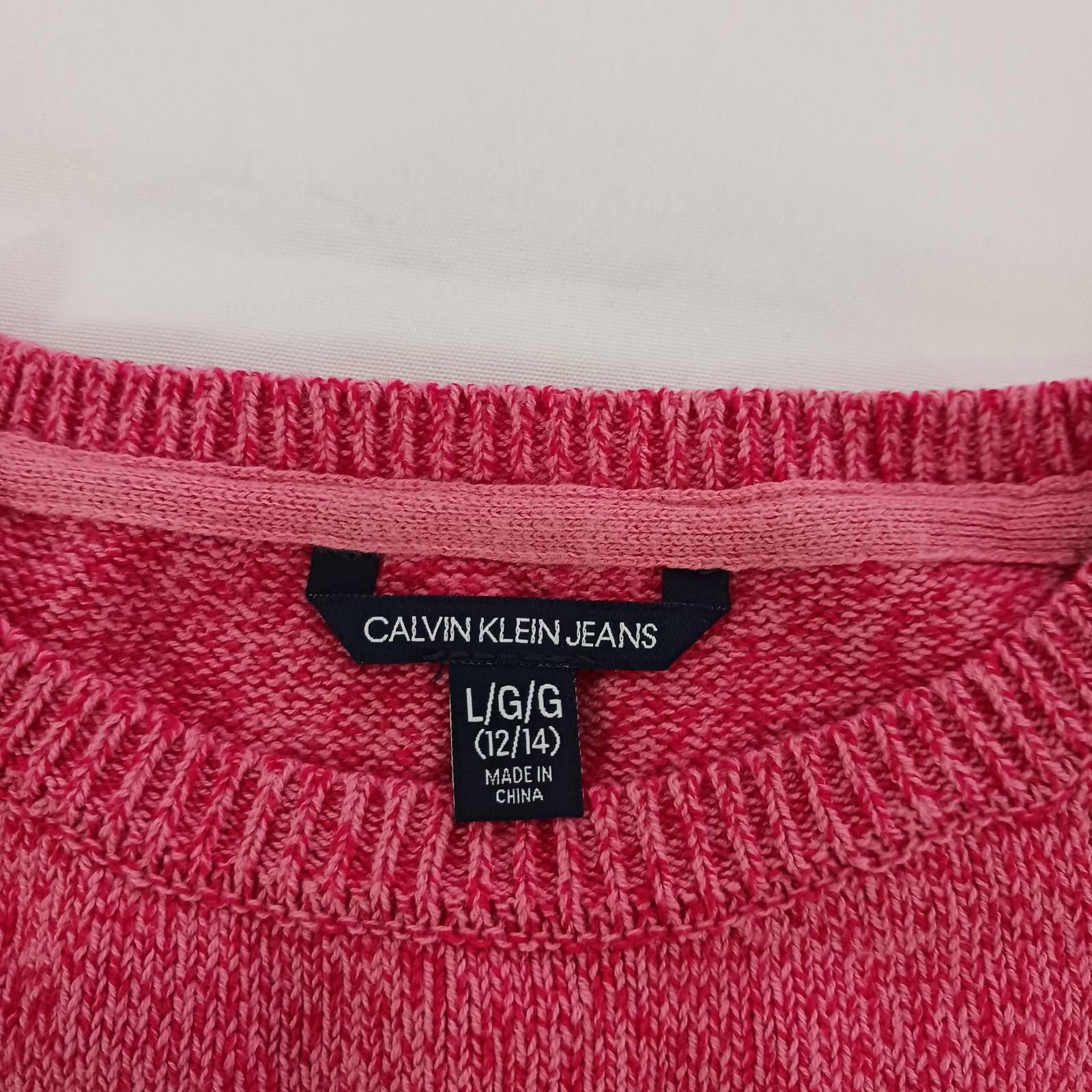 Designer Calvin Klein Jeans Women's Pink Cotton Logo Sweater L(12/14) Size L / US 10 / IT 46 - 3 Thumbnail
