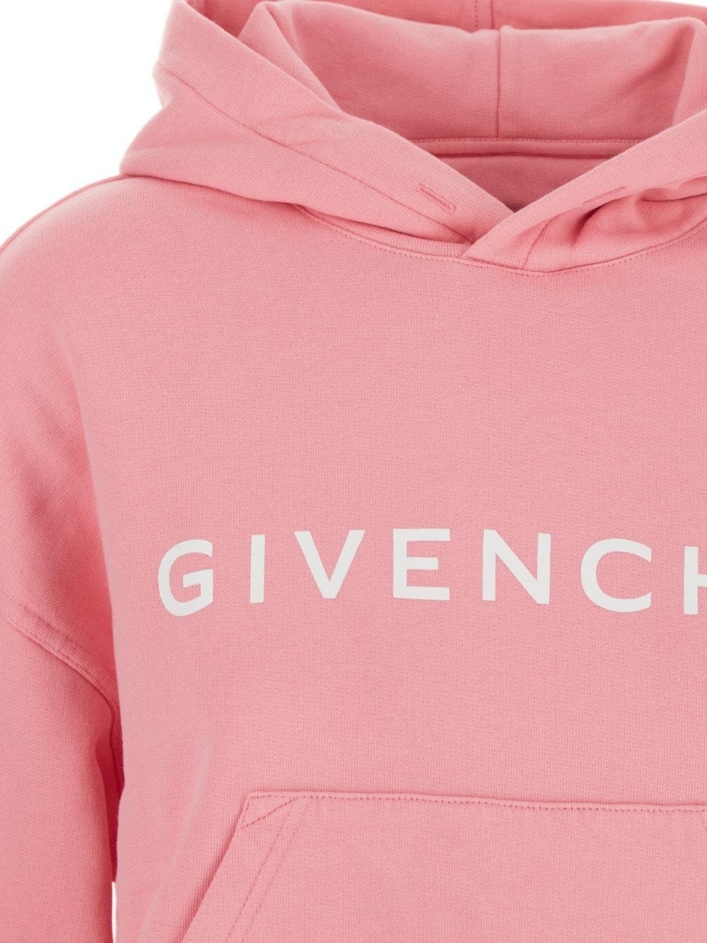 Givenchy o1srvl11e0326 Cropped Logo Hoodie in Pink Size L / US 10 / IT 46 - 3 Thumbnail