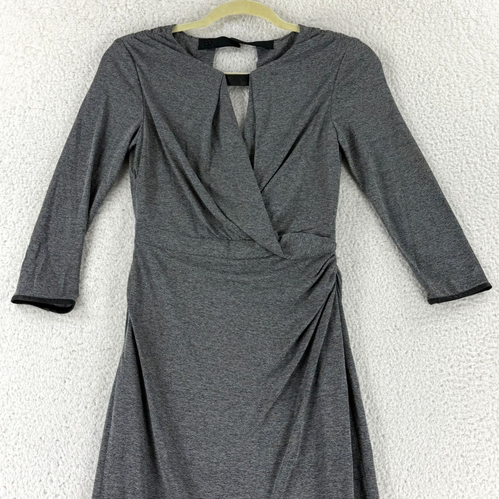 Karen Millen Karen Millen Sheath Dress Womens Size 2 Gray Heathered Draped 3/4 Sleeve Stretch Lad Dress Ladies Shirt? Size XS / US 0-2 / IT 36-38 - 2 Thumbnail