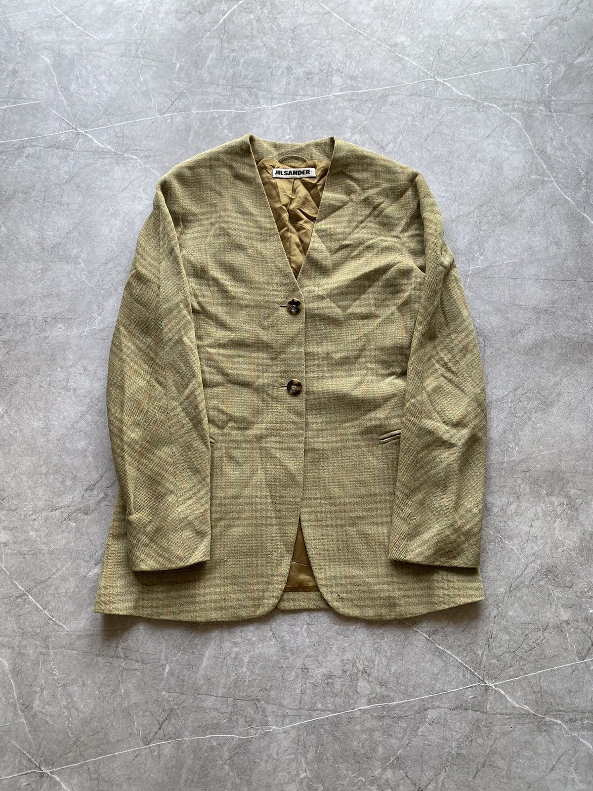 Jil Sander Vintage Jil Sander Wool Blend Nova Check Viskose Blazer Size XS / US 0-2 / IT 36-38 - 2 Thumbnail