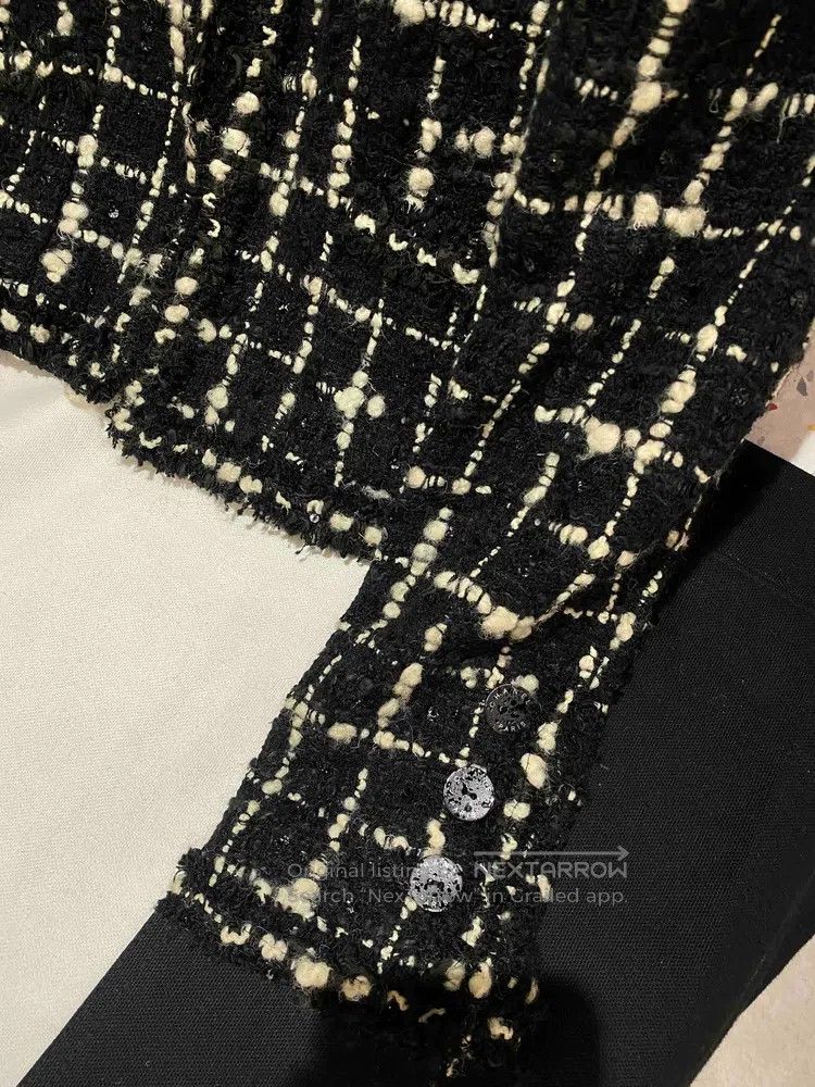 Chanel Chanel 03c black and white fine glitter plaid jacket Size XS / US 0-2 / IT 36-38 - 3 Thumbnail