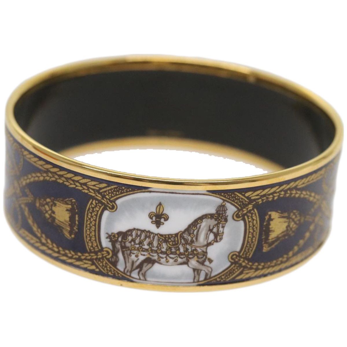image of Hermes Cloisonne Emilel Gm Bracelet Metal Blue Auth Ki4119, Women's