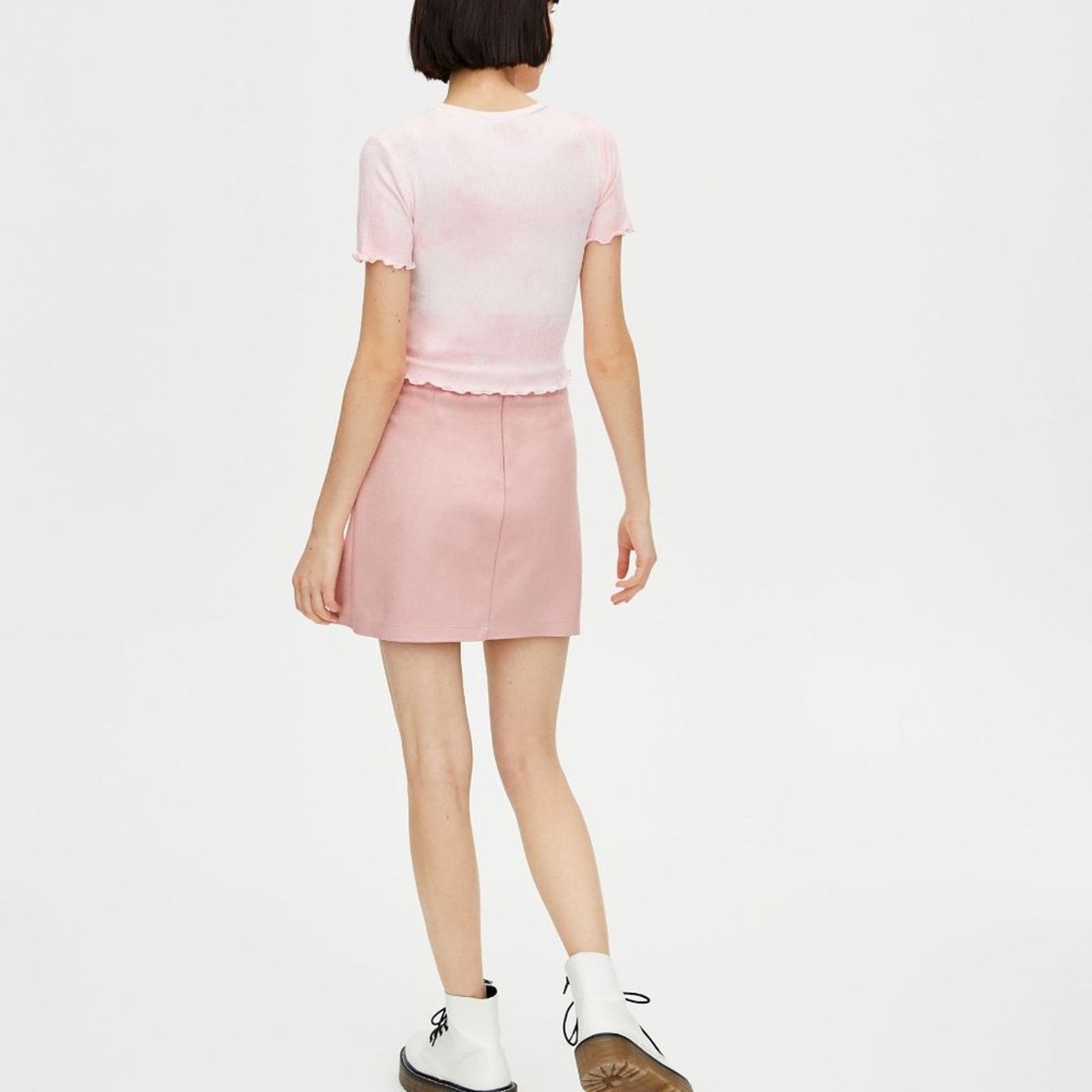 Pull & Bear Pull&Bear Pink Faux Suede Mini Skirt Size 28" / US 6 / IT 42 - 3 Thumbnail