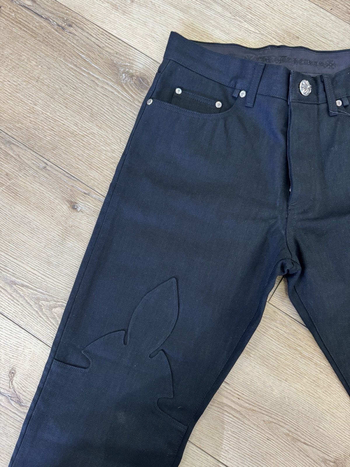 Chrome Hearts Chrome Hearts Knee Fleur Black Jeans Size US 33 - 3 Thumbnail