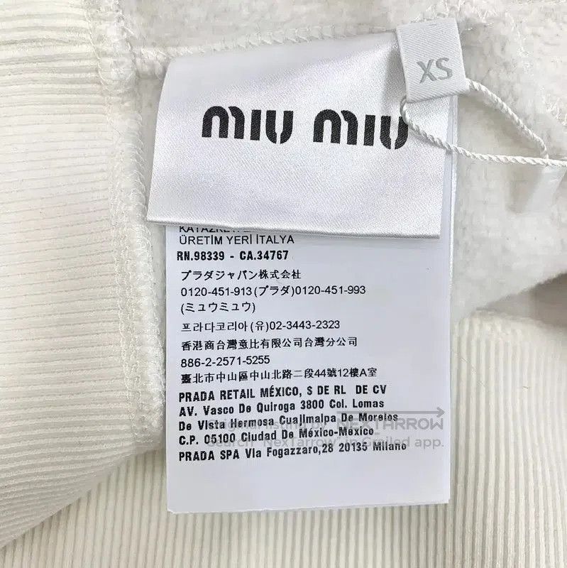 Miu Miu Miu Miu White Cotton Sweatshirt with Crystals . Size XS / US 0-2 / IT 36-38 - 6 Thumbnail