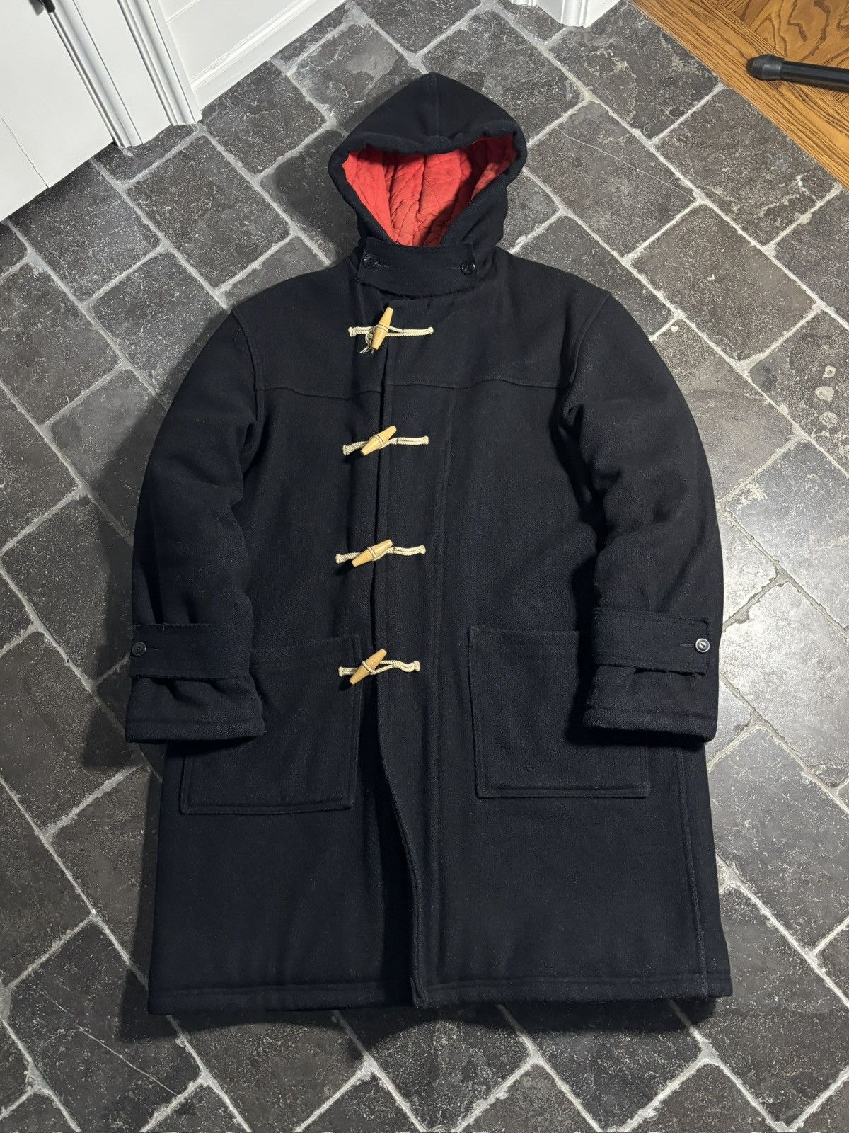 Vintage True Vintage Wool Duffle Coat Hooded Jacket Heavy Parka 60s Size US S / EU 44-46 / 1 - 2 Thumbnail