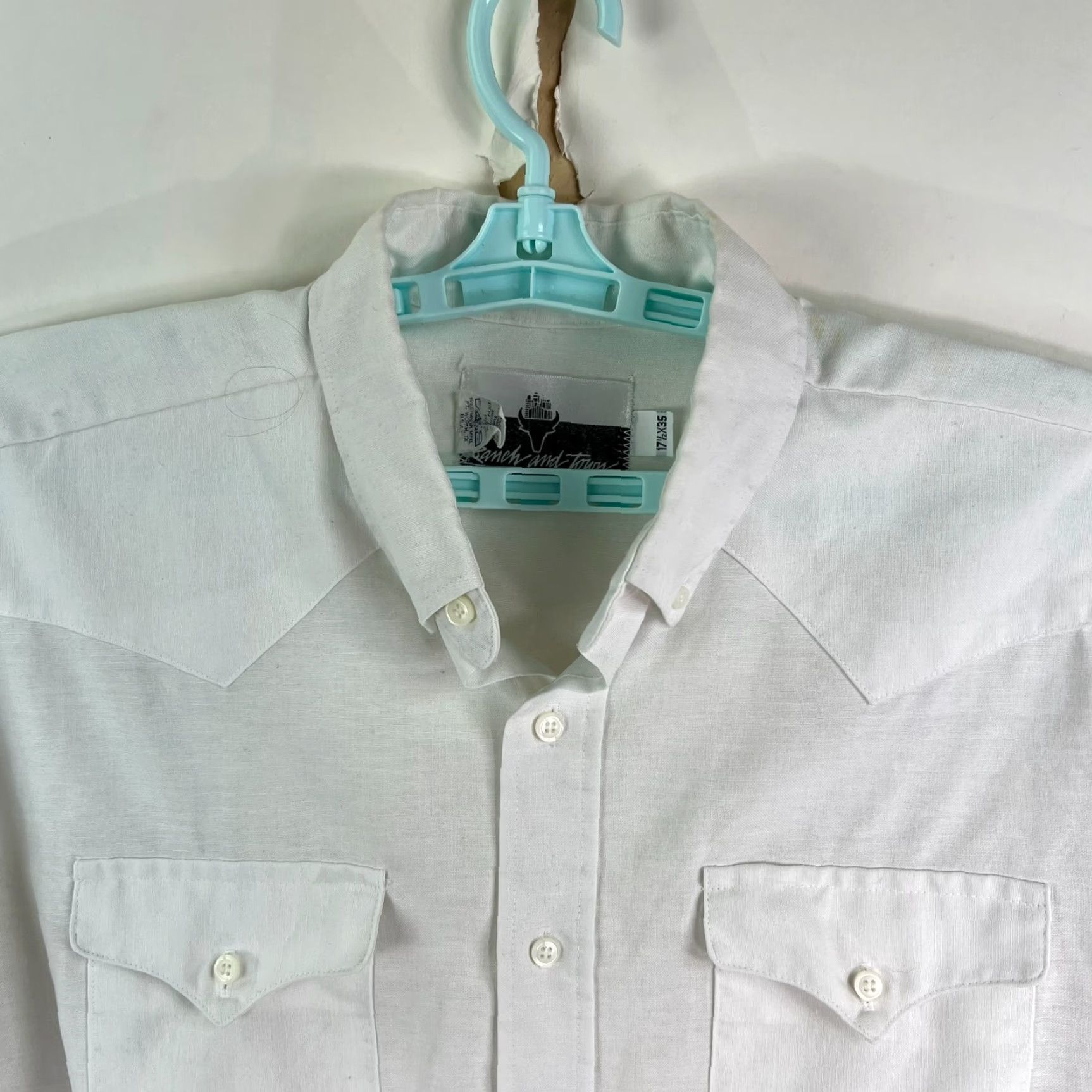 Vintage VINTAGE Ranch and Town Western Button-Up Shirt Mens 17.5 White 17.5X35 Size US XL / EU 56 / 4 - 3 Thumbnail