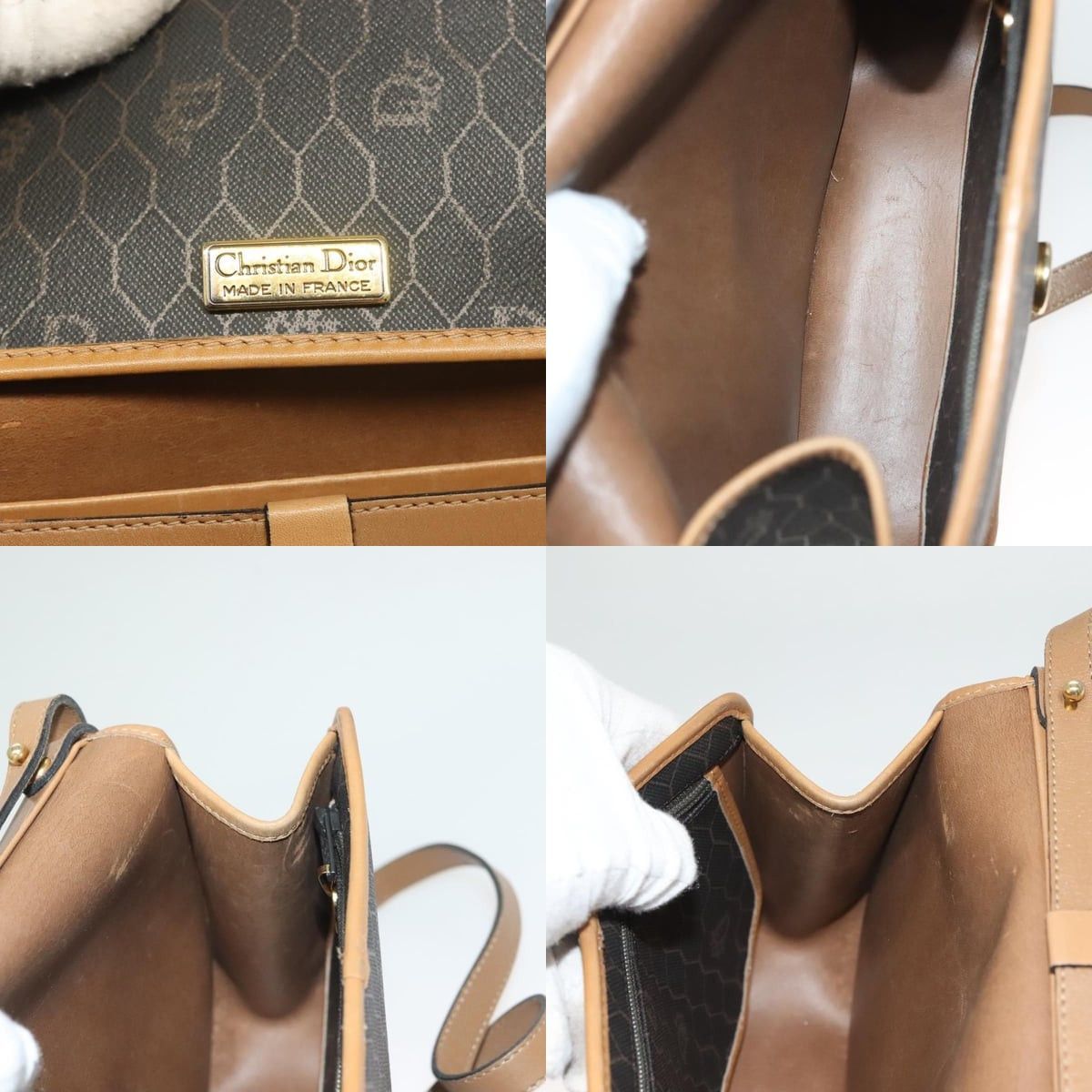 Dior DIOR Honeycomb Canvas Hand Bag Pvc Black Gold Size ONE SIZE - 12 Thumbnail