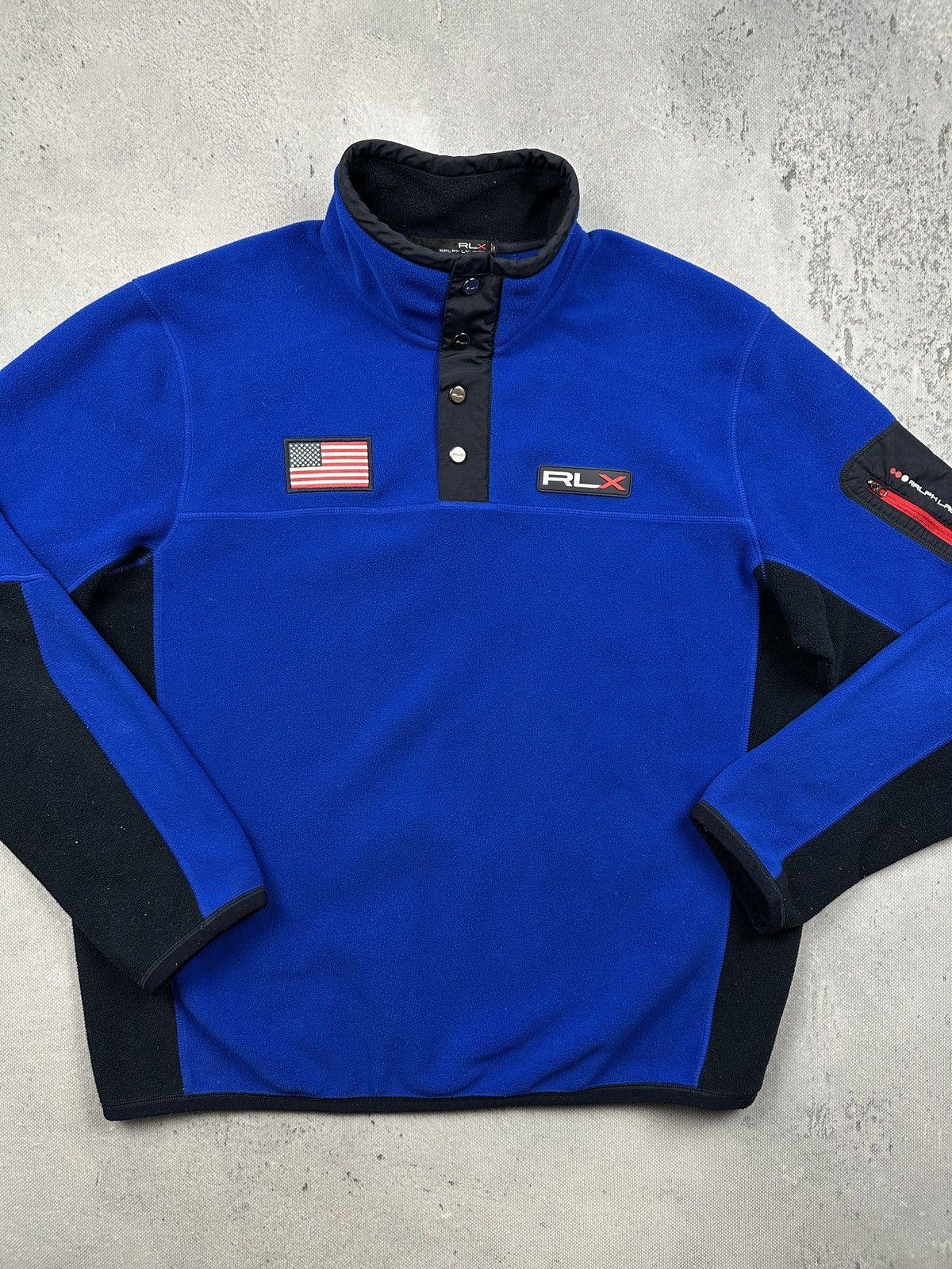 Polo Ralph Lauren Vintage RLX Ralph Lauren Fleece Pullover USA Flag Ski Tech Size US XL / EU 56 / 4 - 5 Thumbnail