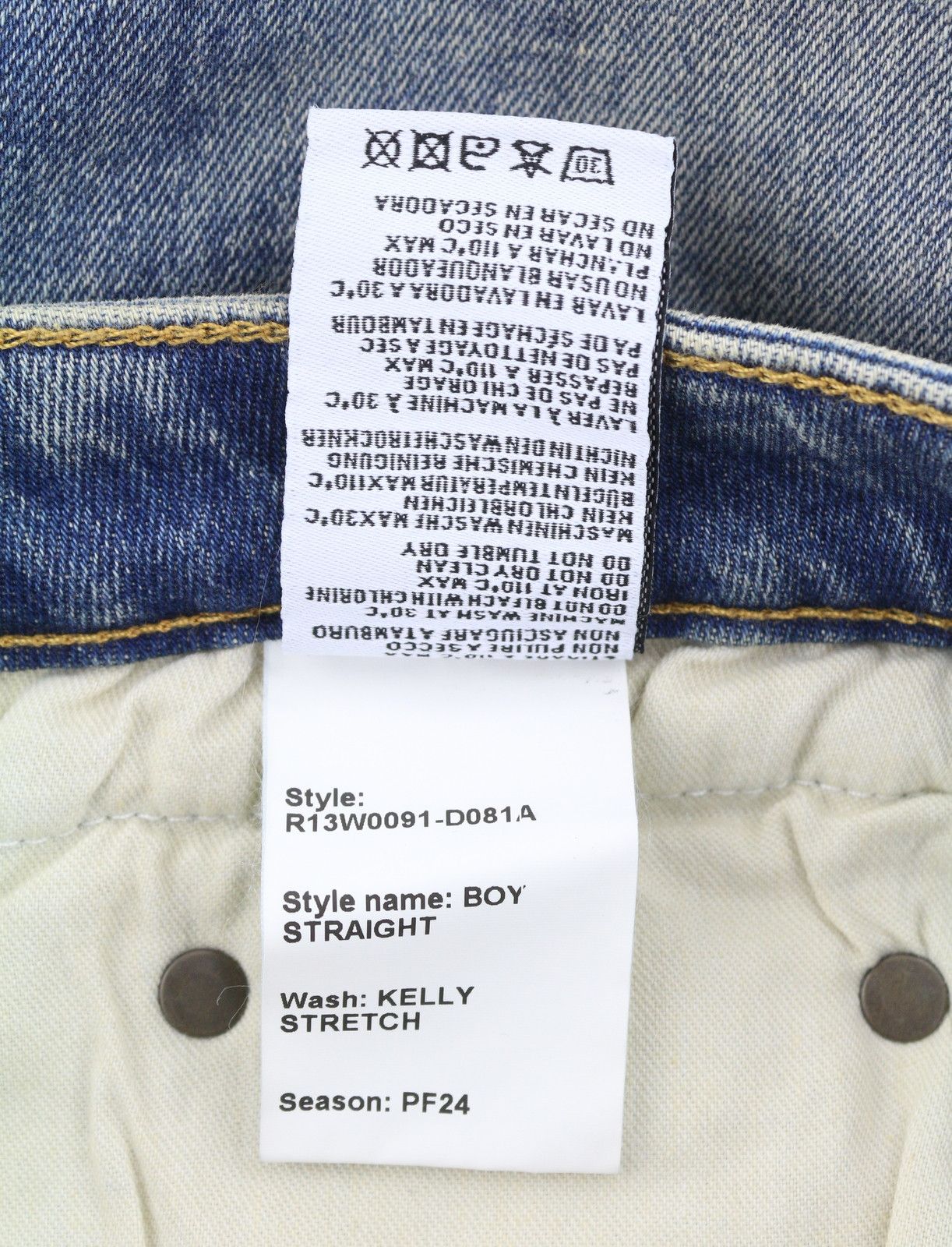 R13 BOY STRAIGHT 29 Kelly Faded Blue RRP699 87182 Size 29" - 9 Thumbnail